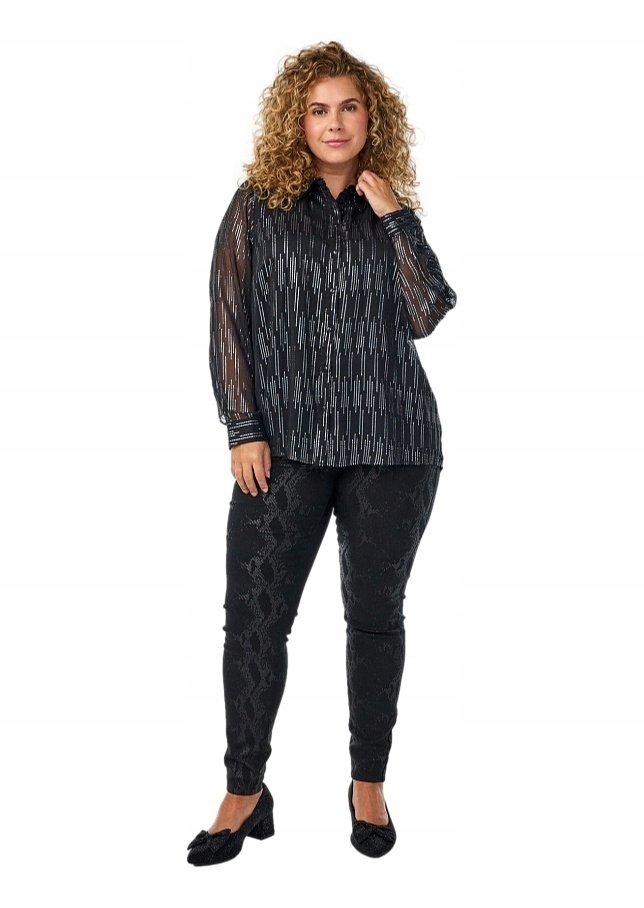 Tunika Plus Size Zizzi Černá Párty Košile Stříbrný Vzor 206A 60