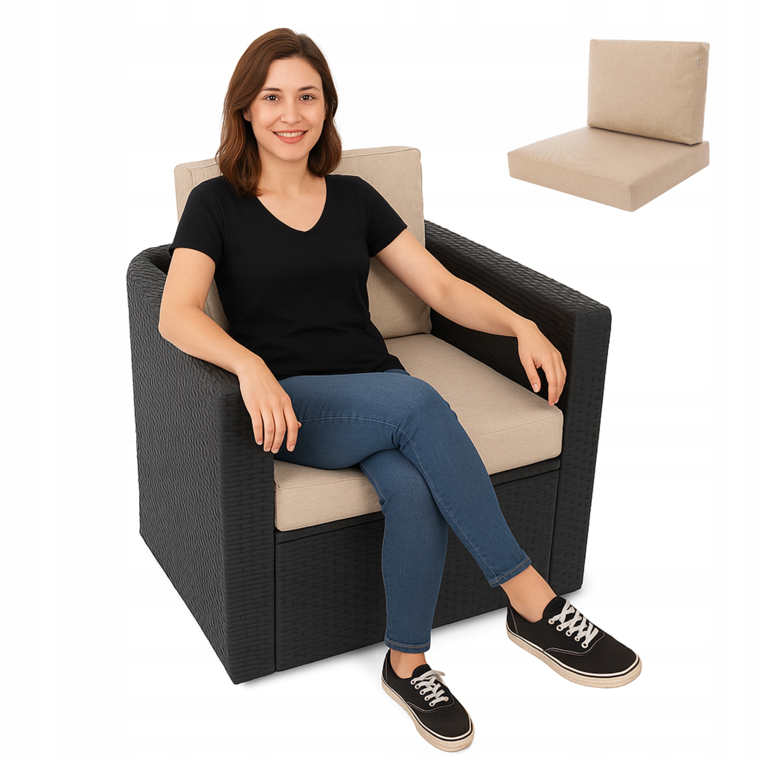 Záhradný vankúš na stoličku technorattan 60x55 cm terasa kreslo balkón