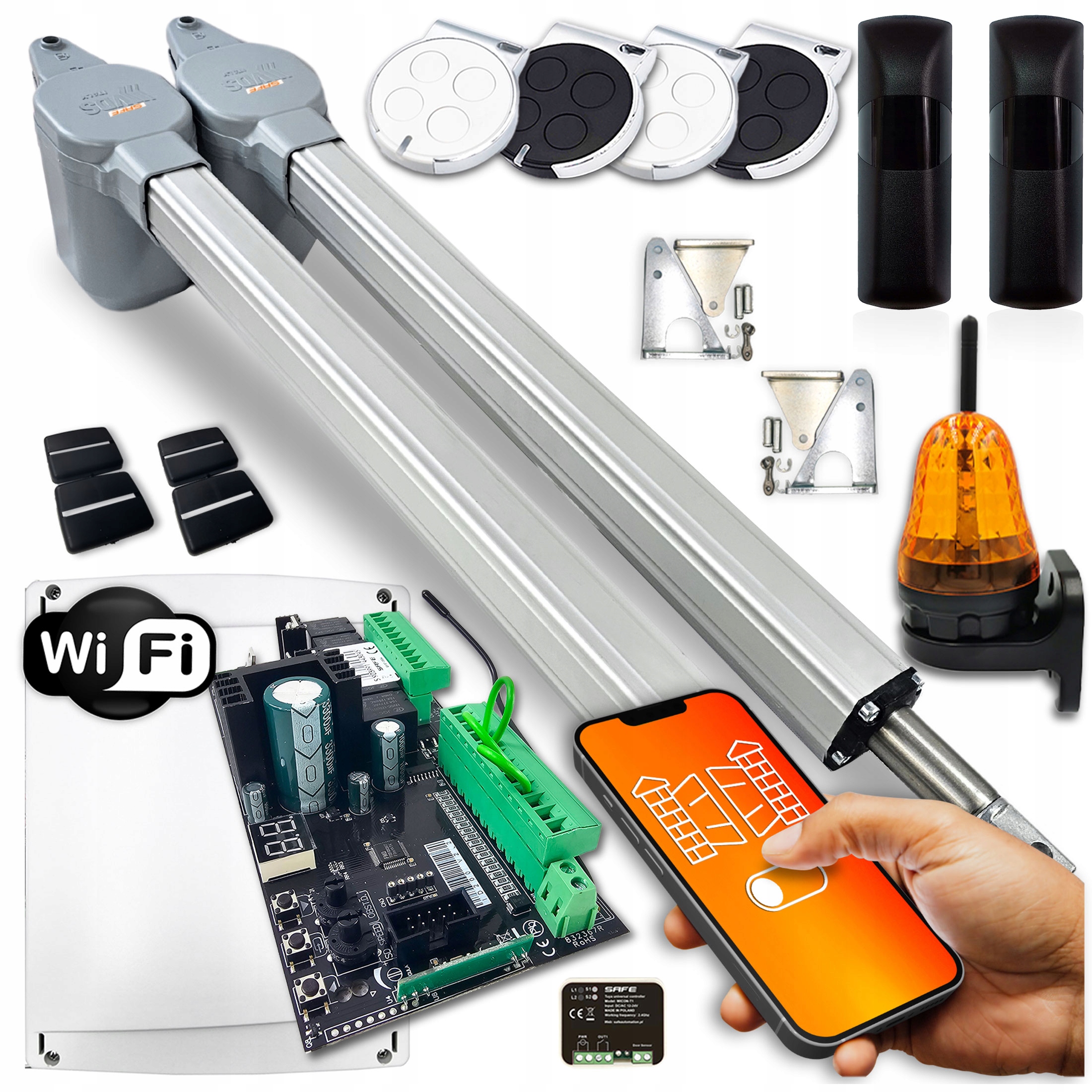 Pohon Pro Dvoukřídlou Bránu Safe 7m 400KG Wifi Tuya 4xpilot lampa automat