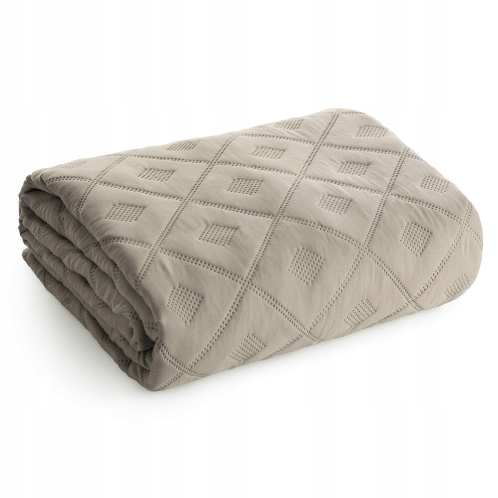 Dekorativní přehoz ALARA6 220x240 tmavě béžový prošívaná geometrický vzor