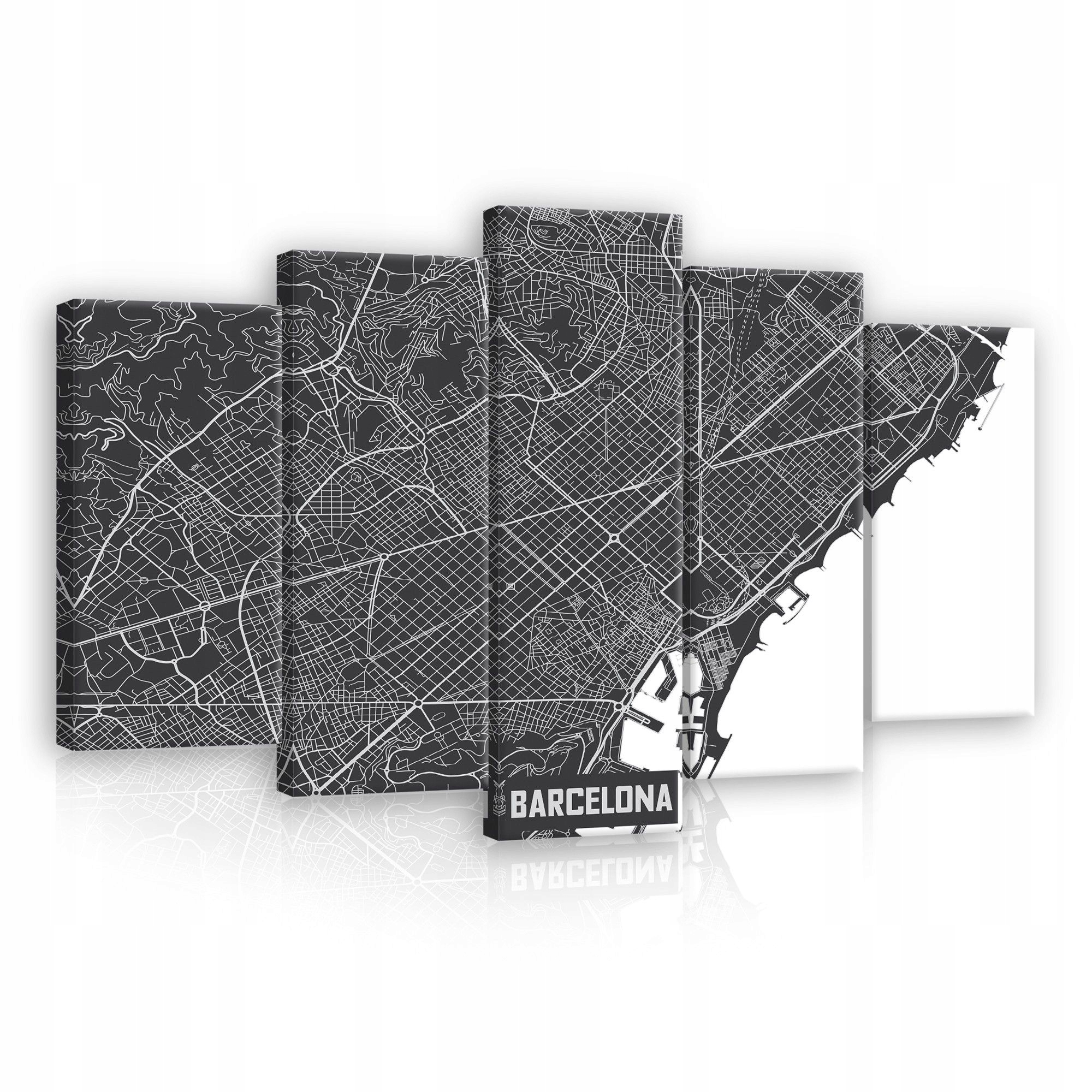 Obraz 100x60 Barcelona mapa města černobílá grafika moderní výzdoba