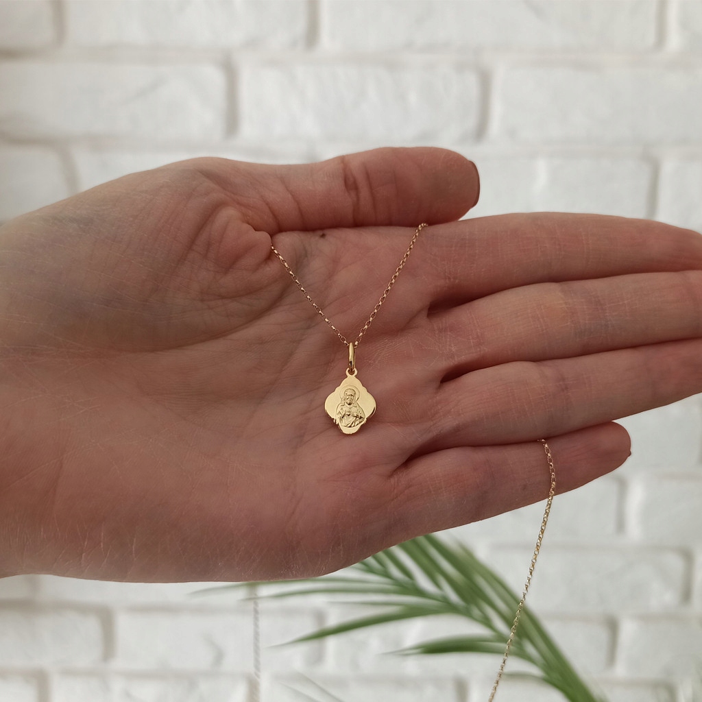 ZŁOTY KOMPLET KOMUNIA ŁAŃCUSZEK I MEDALIK 585 Chrzest Komunijny Płeć uniseks