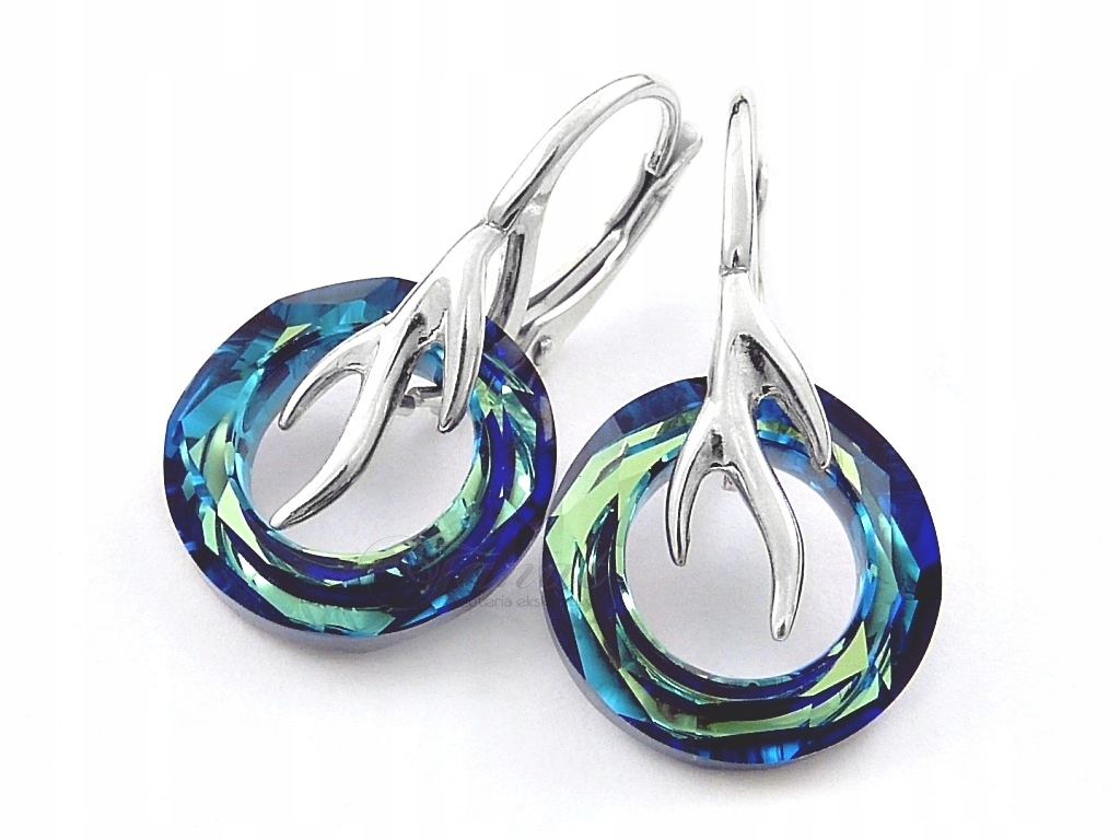 

Srebrne Kolczyki Z Elementów Swarovski, 3 Kolor