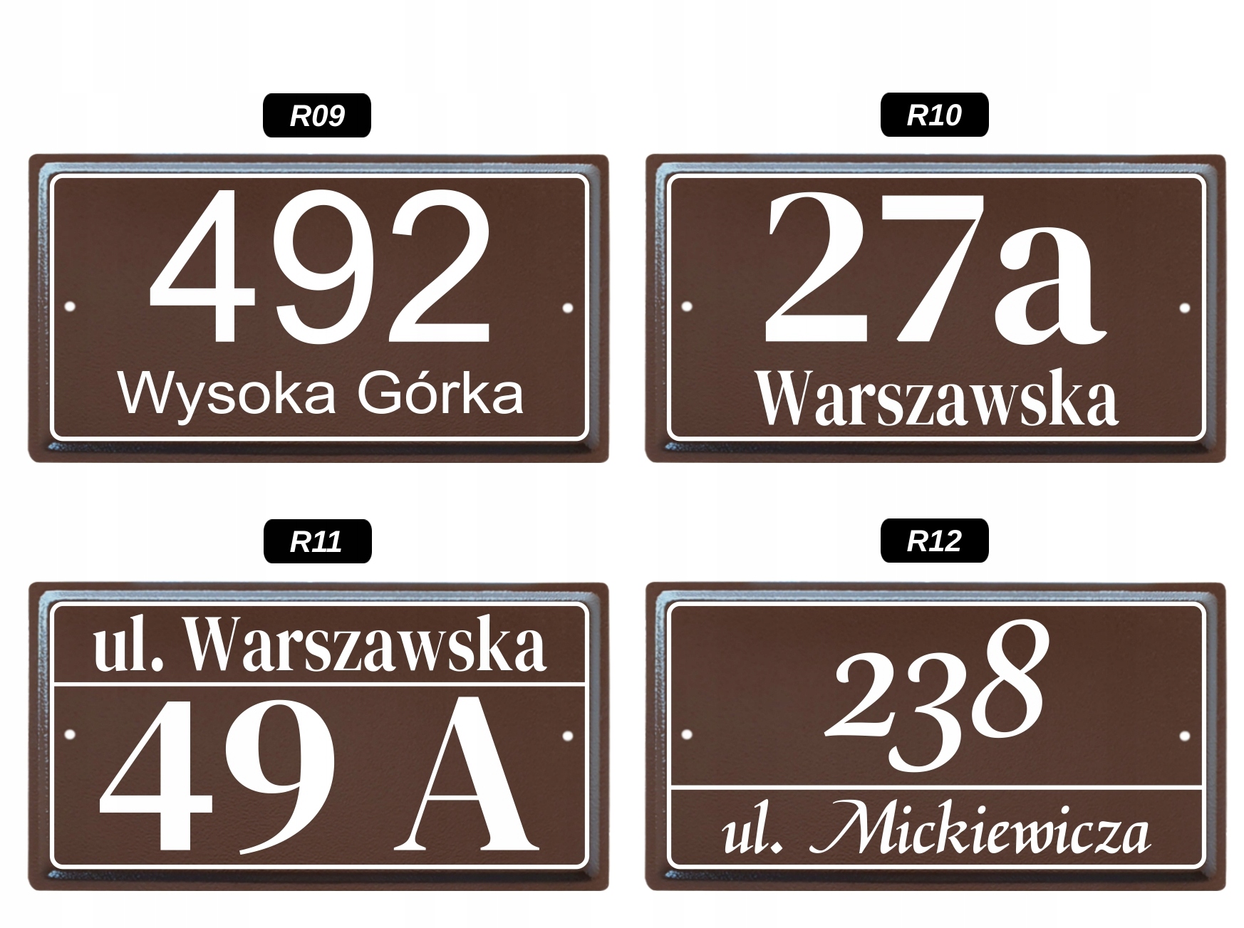 Tabliczka ADRESOWA - METALOWA TŁOCZONA - BRĄZ - UV Marka Metal-Bud