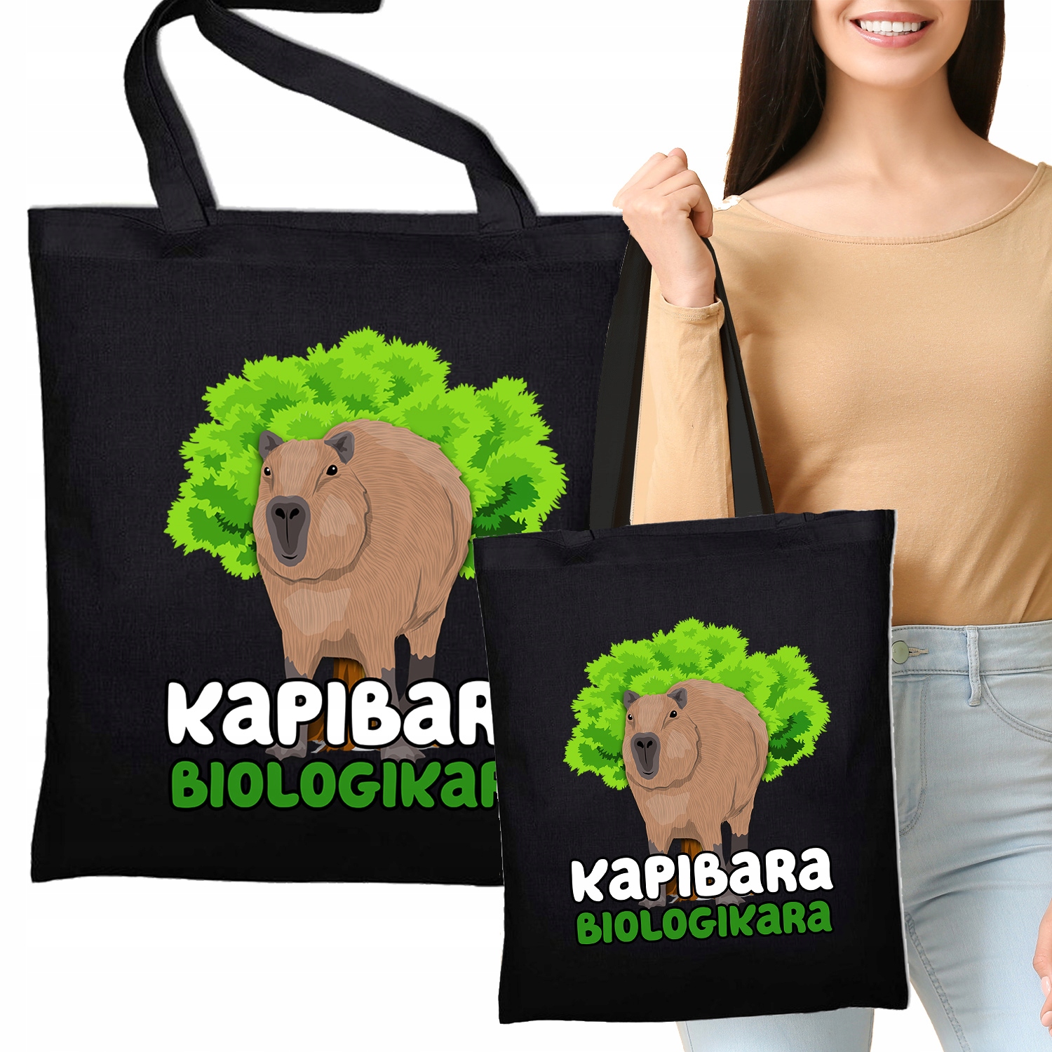 Torba Eko Czarna Do Szkoły KAPIBARA BIOLOGIKARA Wz