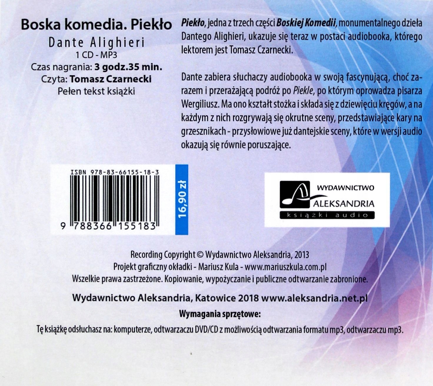 BOSKA KOMEDIA - ALIGHIERI DANTE [AUDIOBOOK] Stan opakowania oryginalne