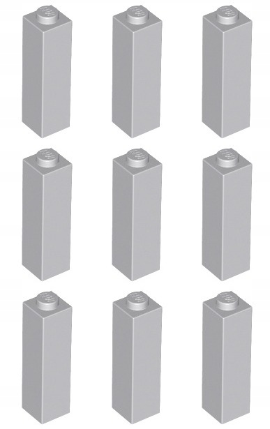 

Lego 14716 Słup 1x1x3 szary jasny (10g) 9 szt.