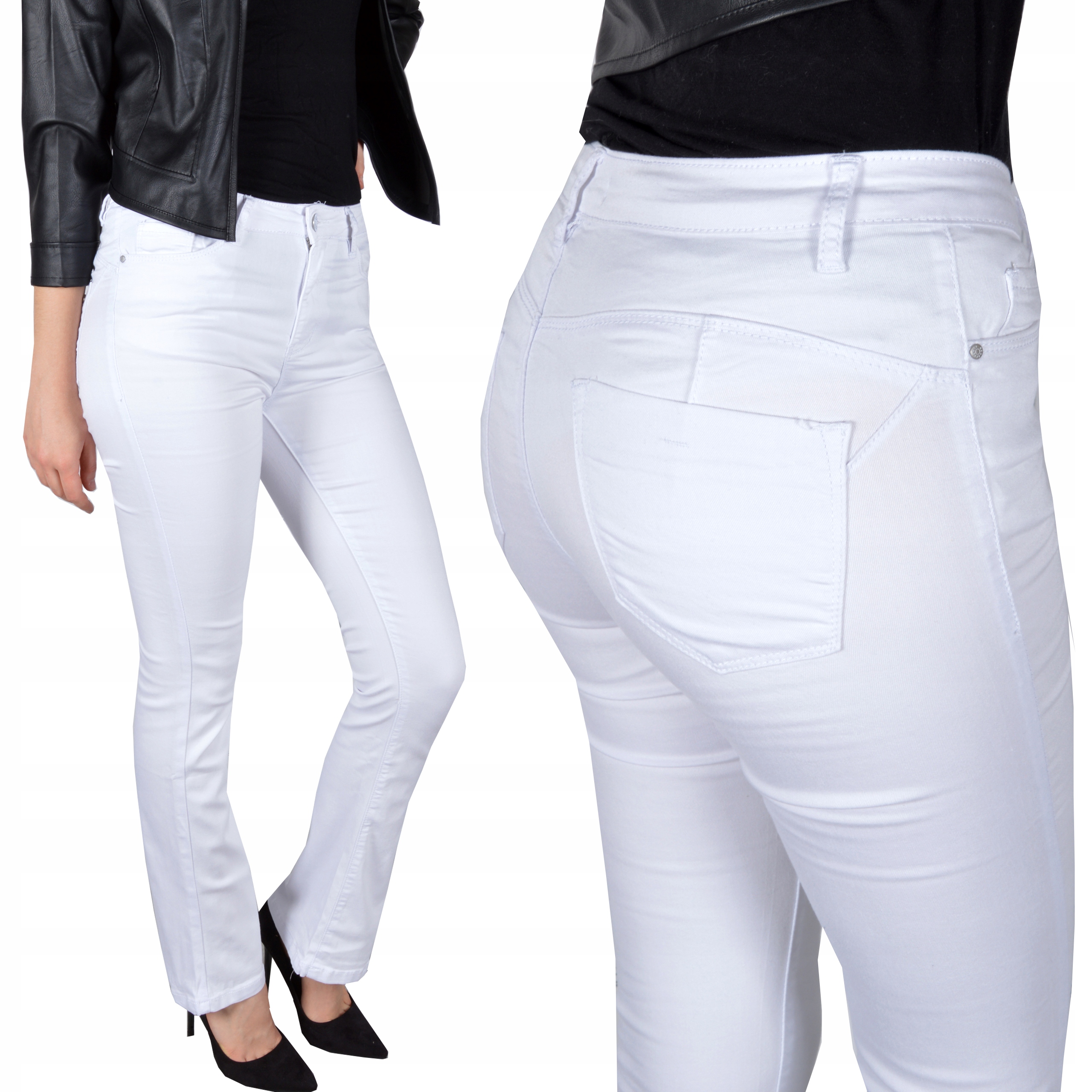 

Spodnie Jeansy Jeansowe Modelujące Dzwony Push-up#