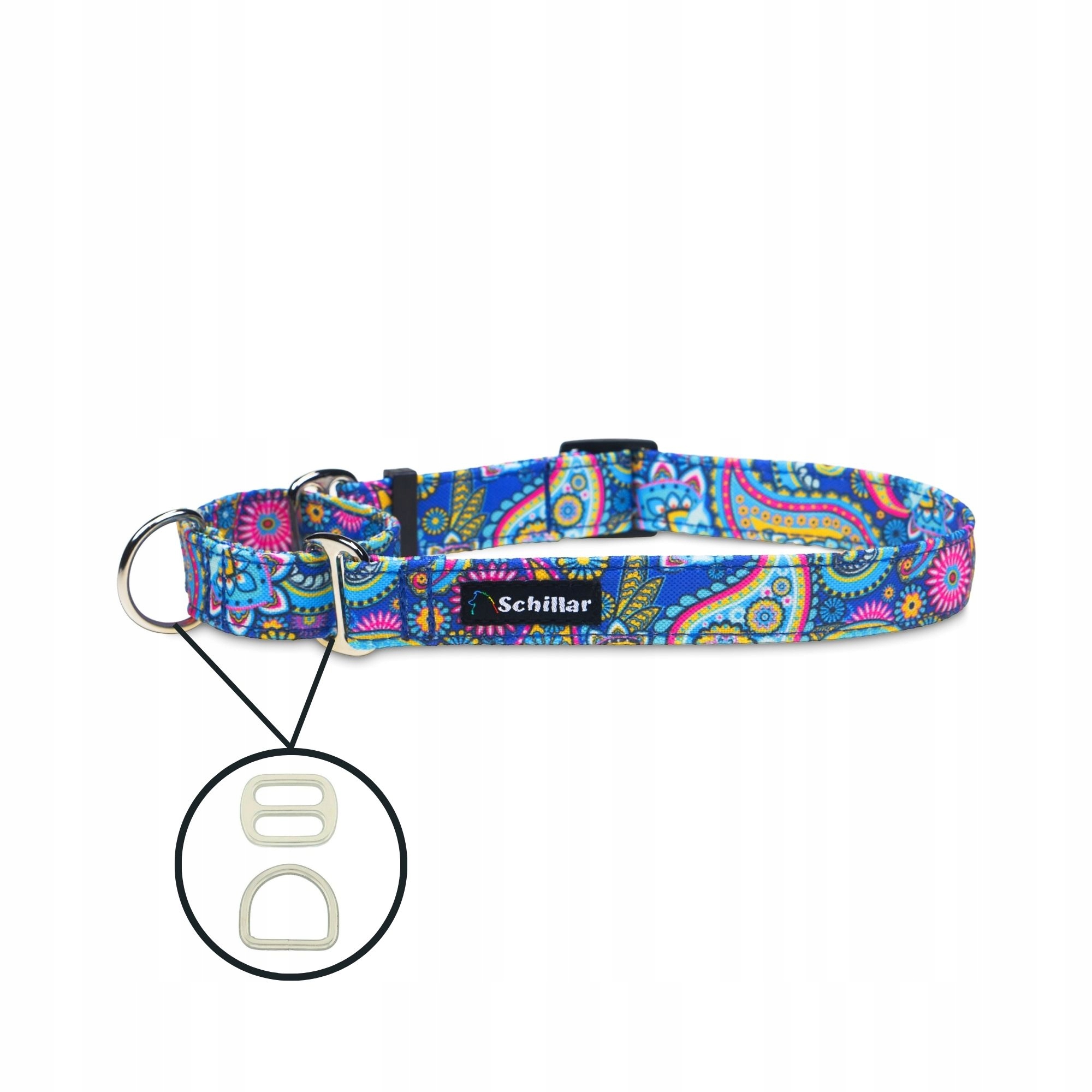 Levně Obojek martingale pro velkého psa barevný modrý paisley L XL 40-60cm