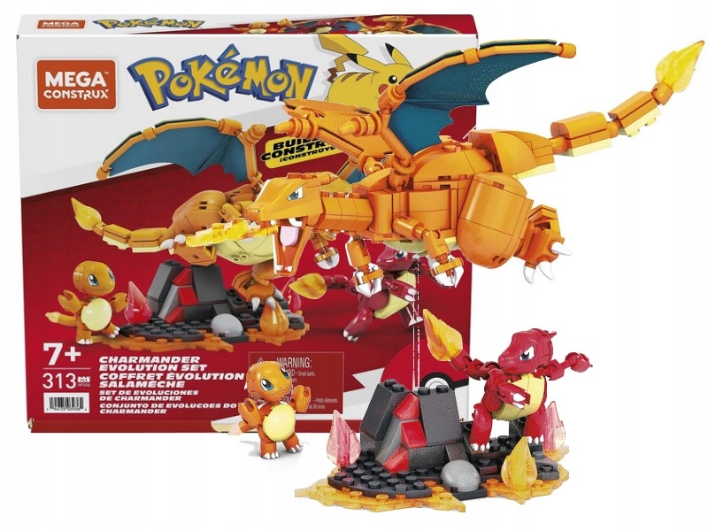 MEGA CONSTRUX KLOCKI 313 el POKEMON CHARMANDER EWOLUCJA