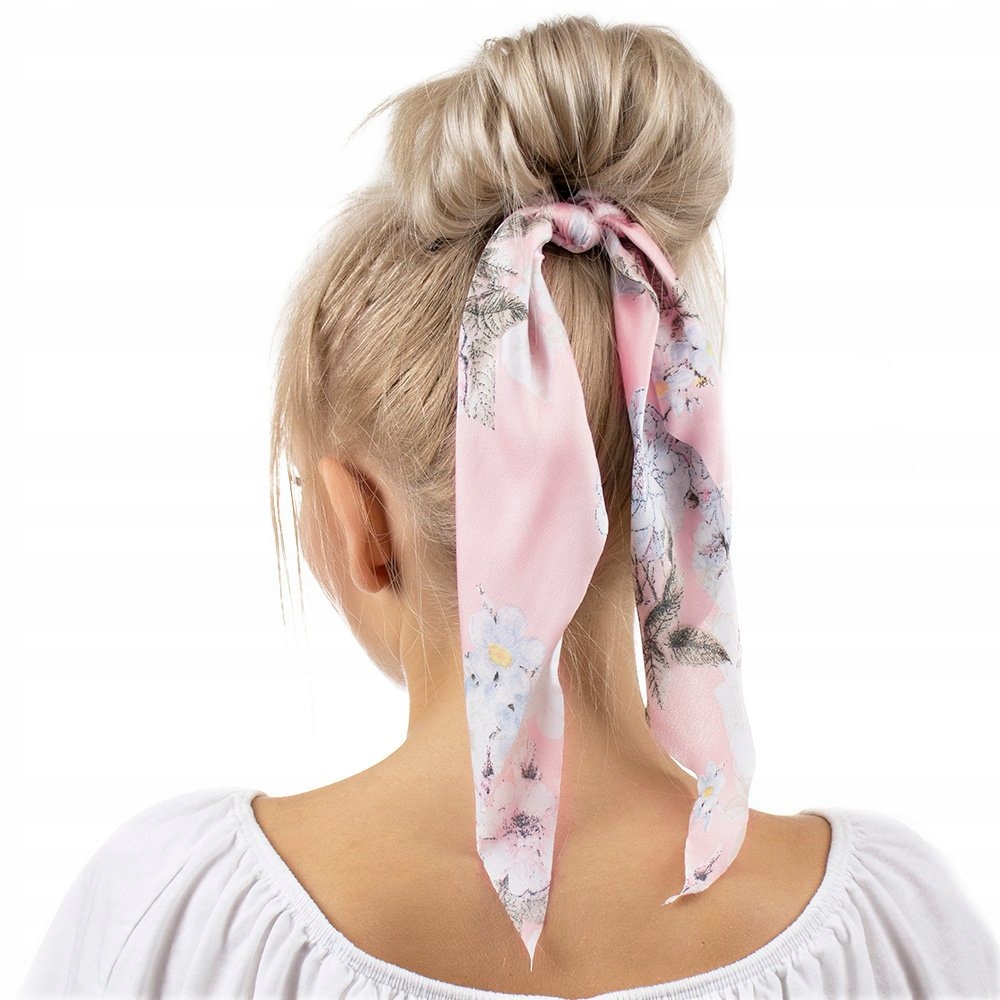 

Gumka Do Włosów scrunchies Apaszka kokarda Pudrowa