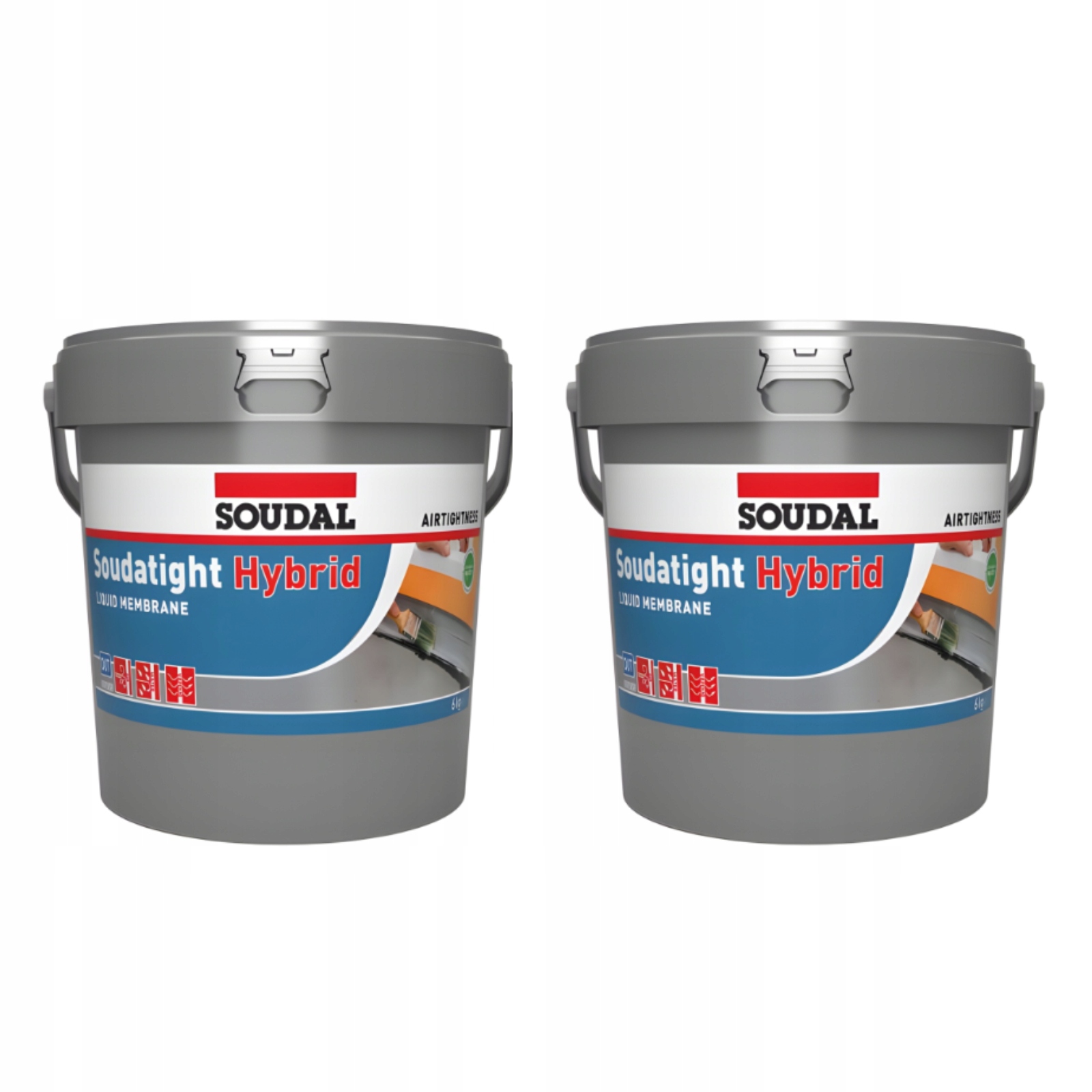 2 x Soudal Tekutá Membrána Těsnící Soudatight Hybrid 6 Kg Šedá Sws