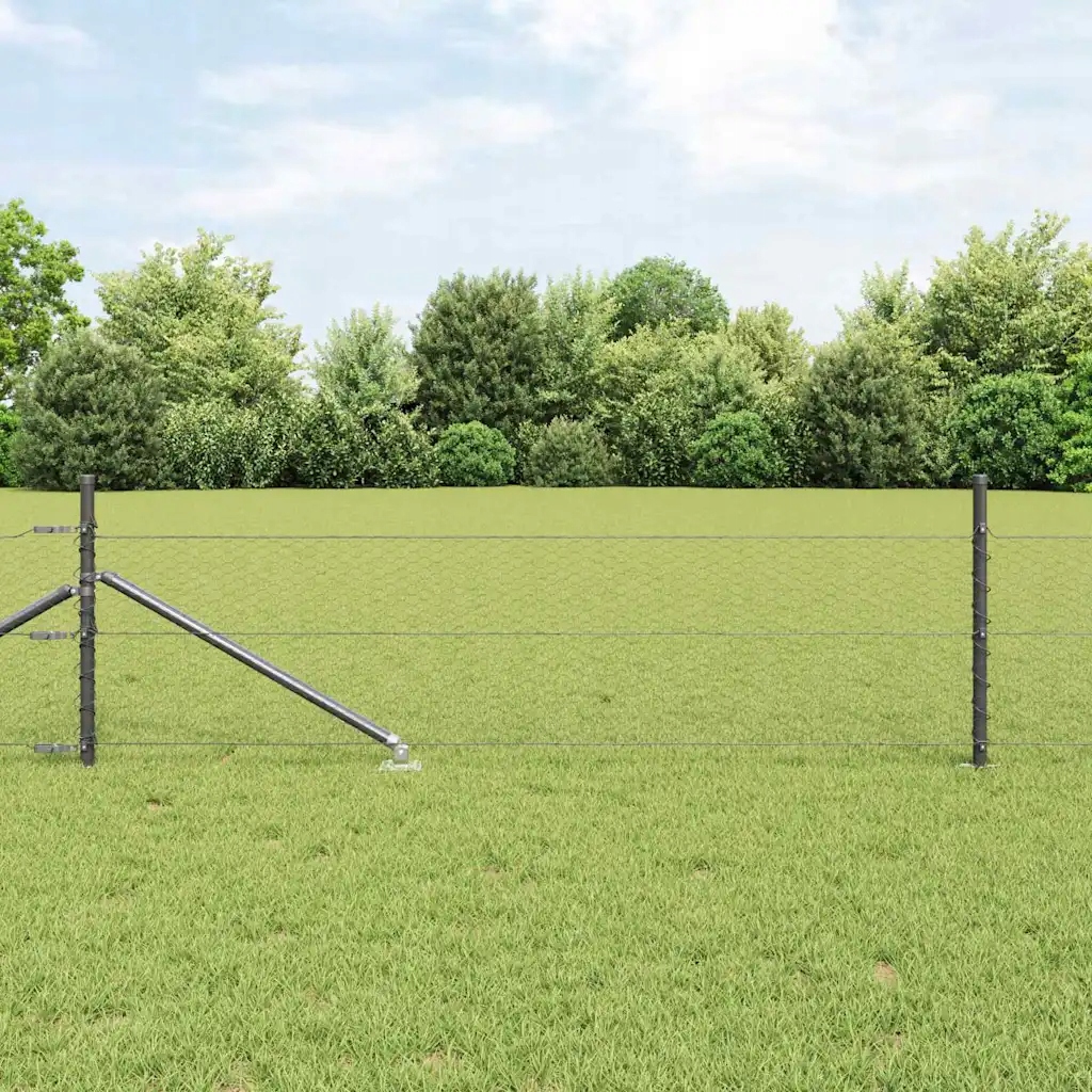 vidaXL Plotový sloupek. Šedá 25 x 0,5 m (27 mm pletivo) Ocel