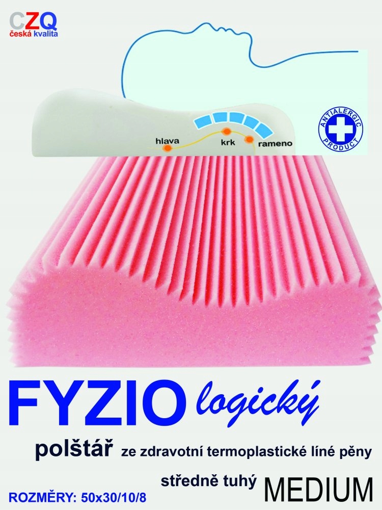 Anatomický polštář 50x30/ 10/8 Fyzio logický Medium