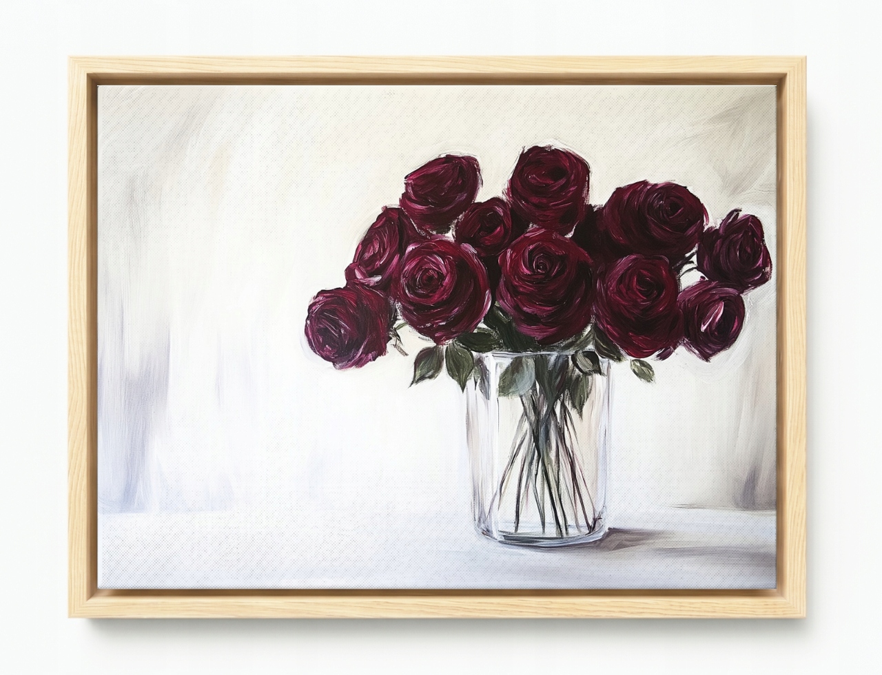 Obraz Rama American Box Dekorácia Váza Kvety Ruže Bordó Kytica 80x60
