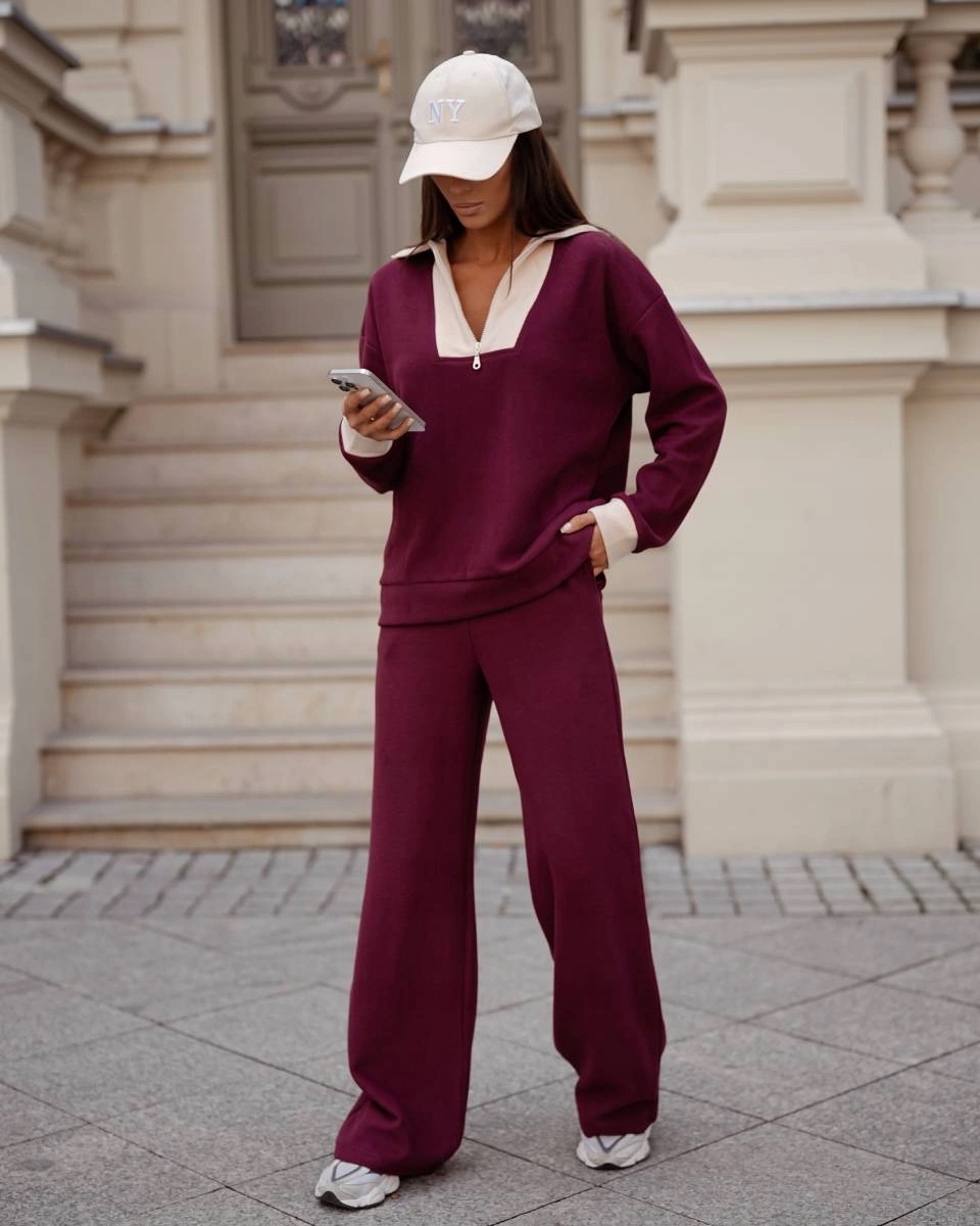 Komplet Mikina A Kalhoty VE107 Bordó M (38)