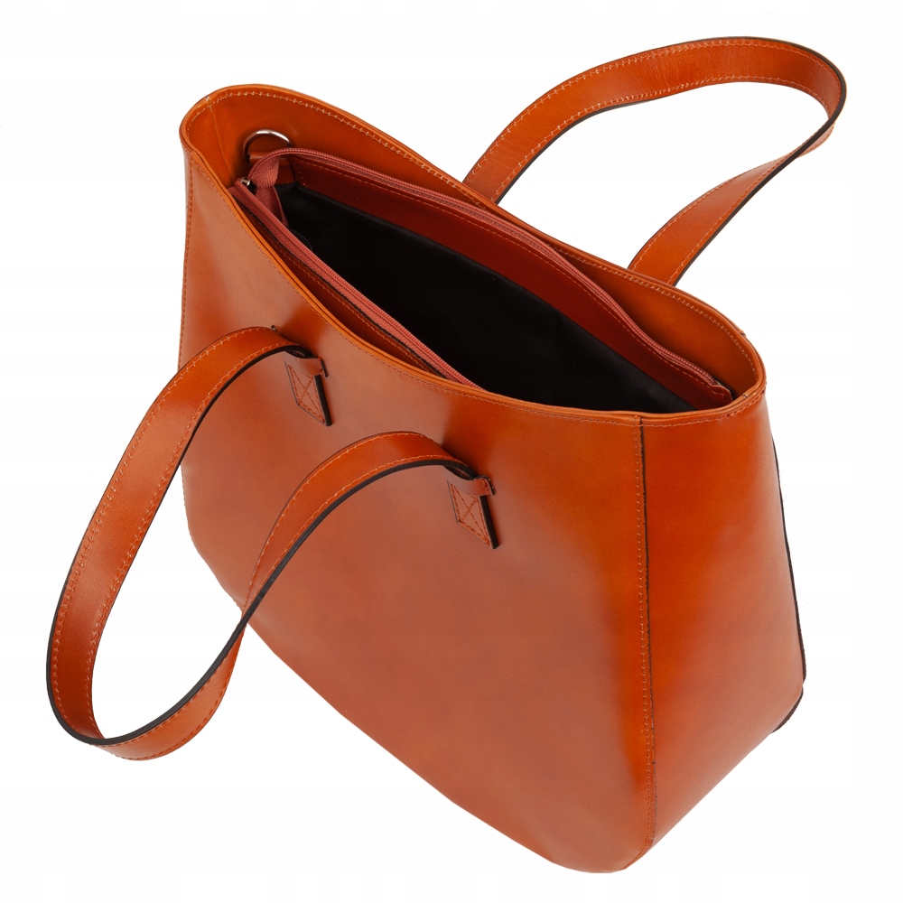 WŁOSKA RUDA TOREBKA SHOPPER SKÓRZANA TORBA VERA PELLE SKÓRA CAMEL A4 Materiał dominujący skóra naturalna