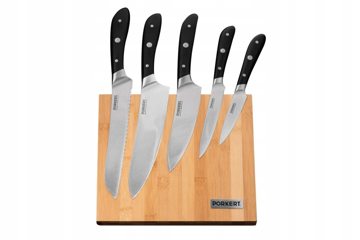 Sada nožov vile s bambusovým blokom 5 ks