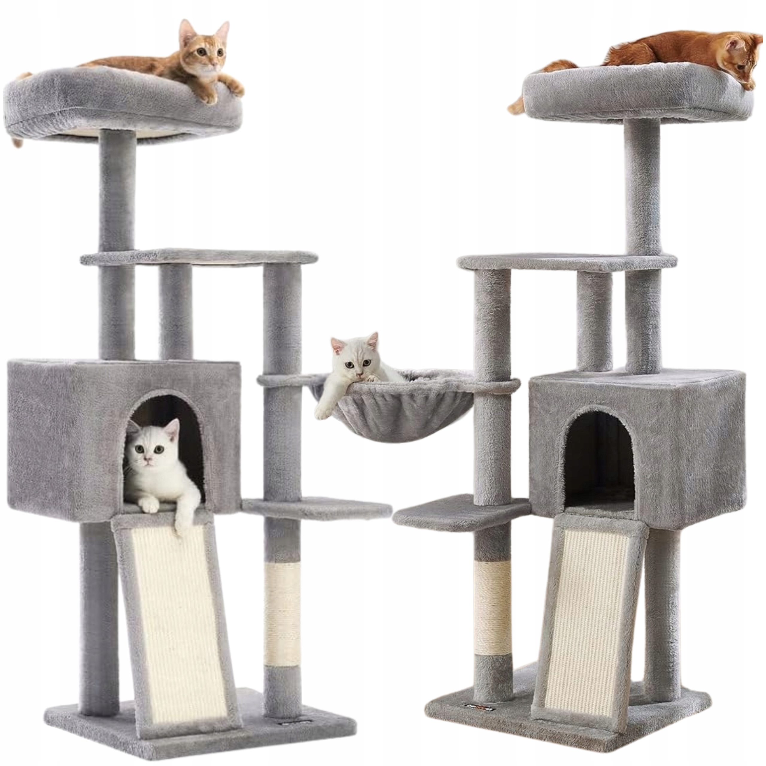 Levně Škrabadlo Pro Kočky Velké 4 Úrovně Vysoké Pelíšek Věž Sloupek Domeček 135 cm