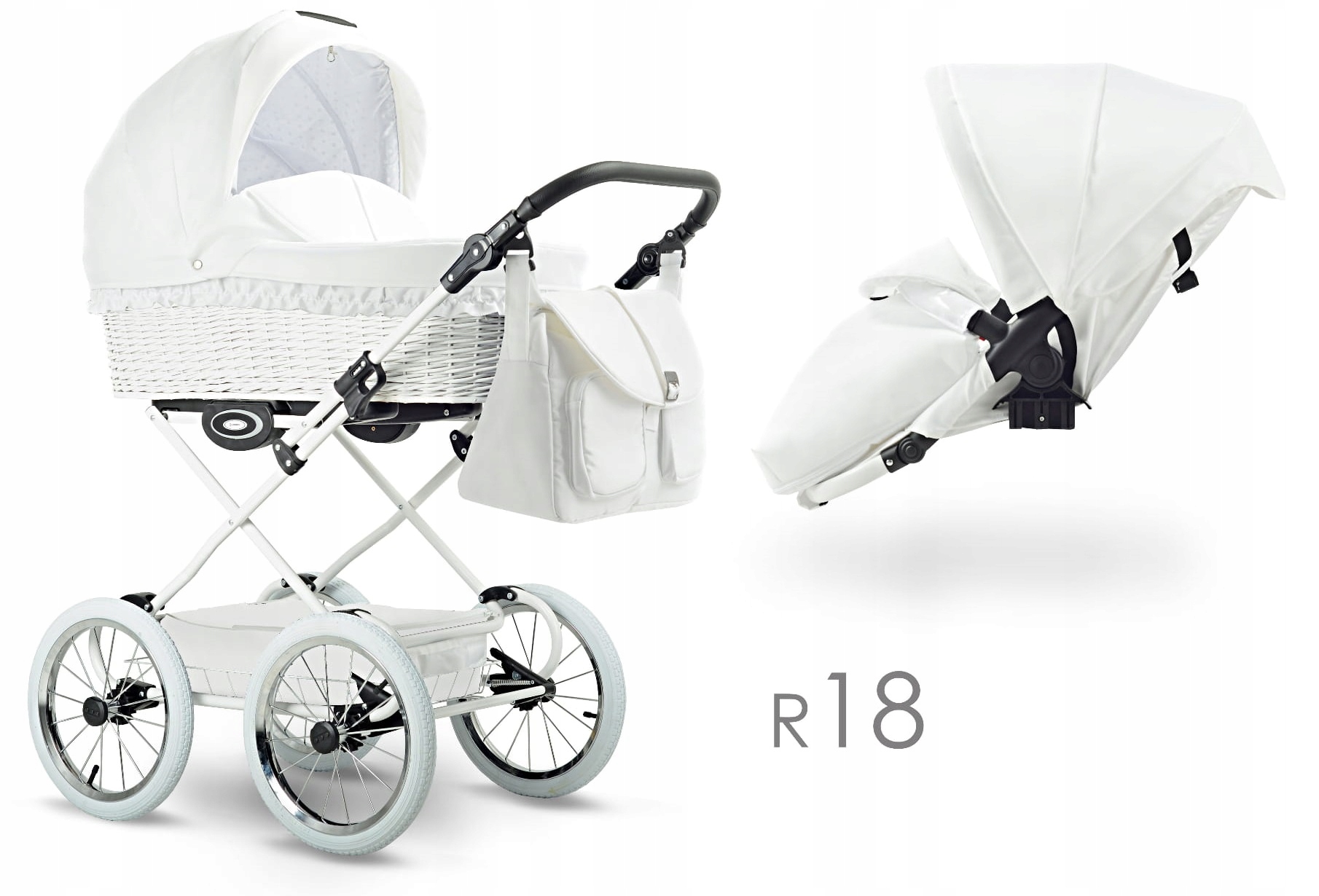 Lonex polski wózek 3w1 biały wiklina Classic Retro Kod producenta Lonex Classic Retro 3w1 18