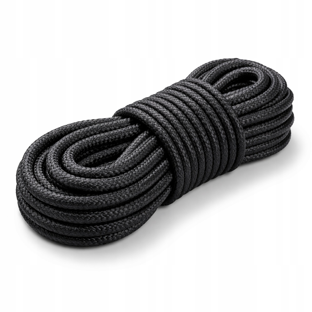 Černé polypropylenové lano 8 mm 100 m, silné Pp lanko, odolné