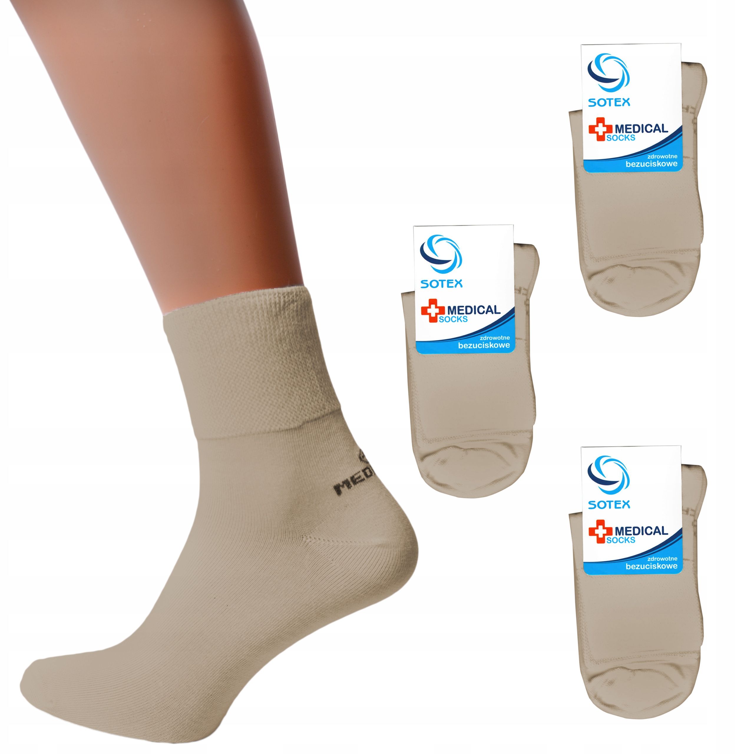 

Sotex Skarpety Medyczne Bawełna beżowy 3PAK 39-40