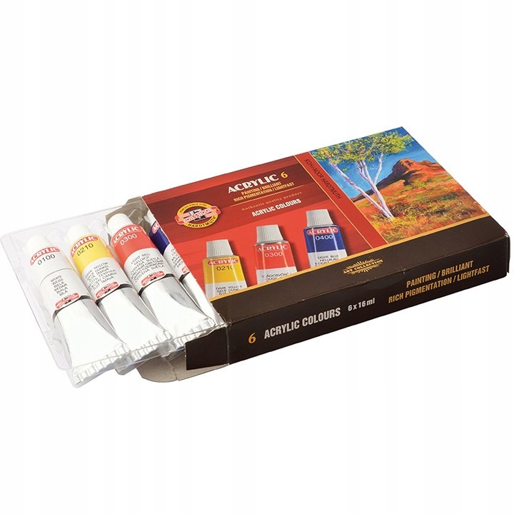 

Farby akrylowe 6kolorów 14ml. 162701 Koh-i-noor