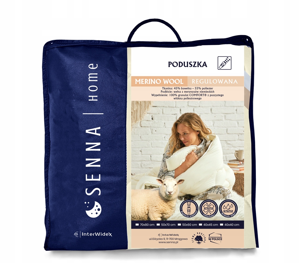 POLSKA PODUSZKA WEŁNIANA 40x40 Z MERYNOSÓW WOOL