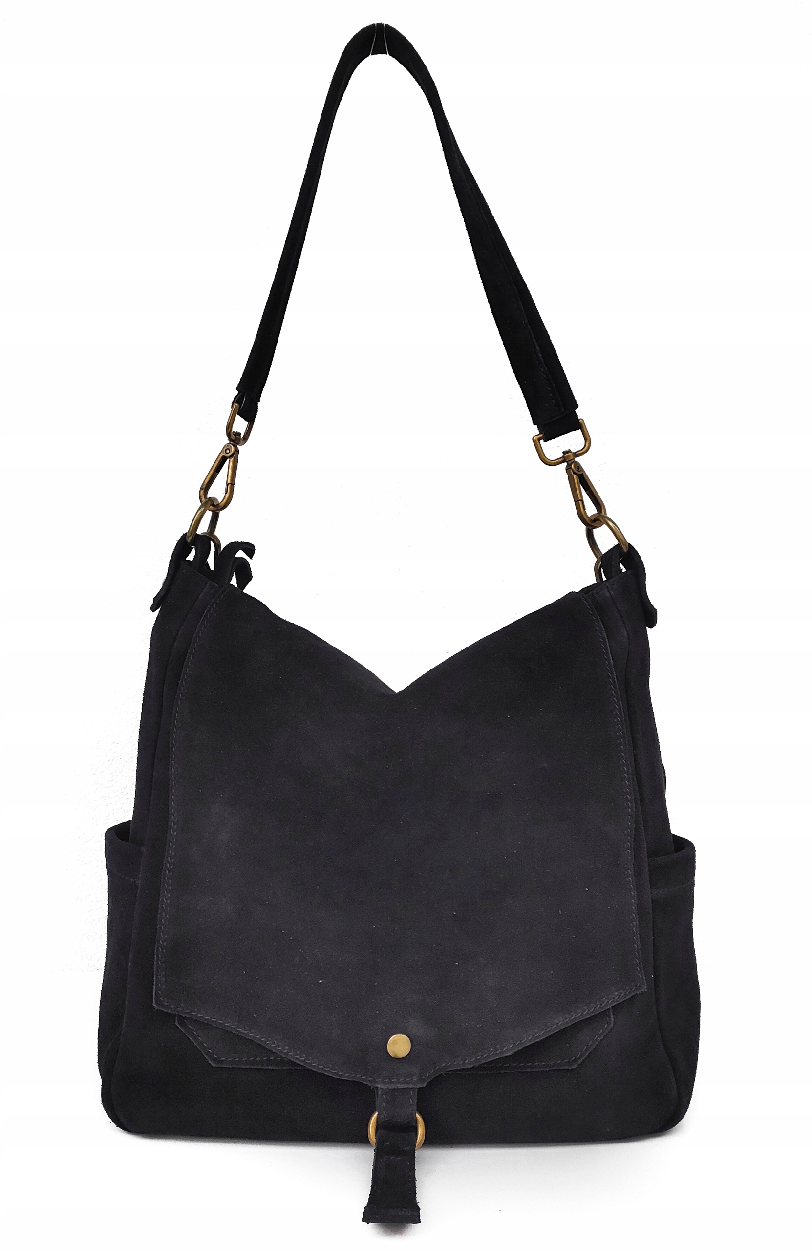 Semišová černá kabelka přes rameno taška