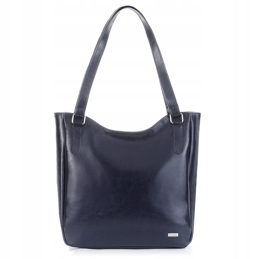 Kožená dámská kabelka přes rameno A4 Tmavě modrá Shopper Bag Paolo Peruzzi