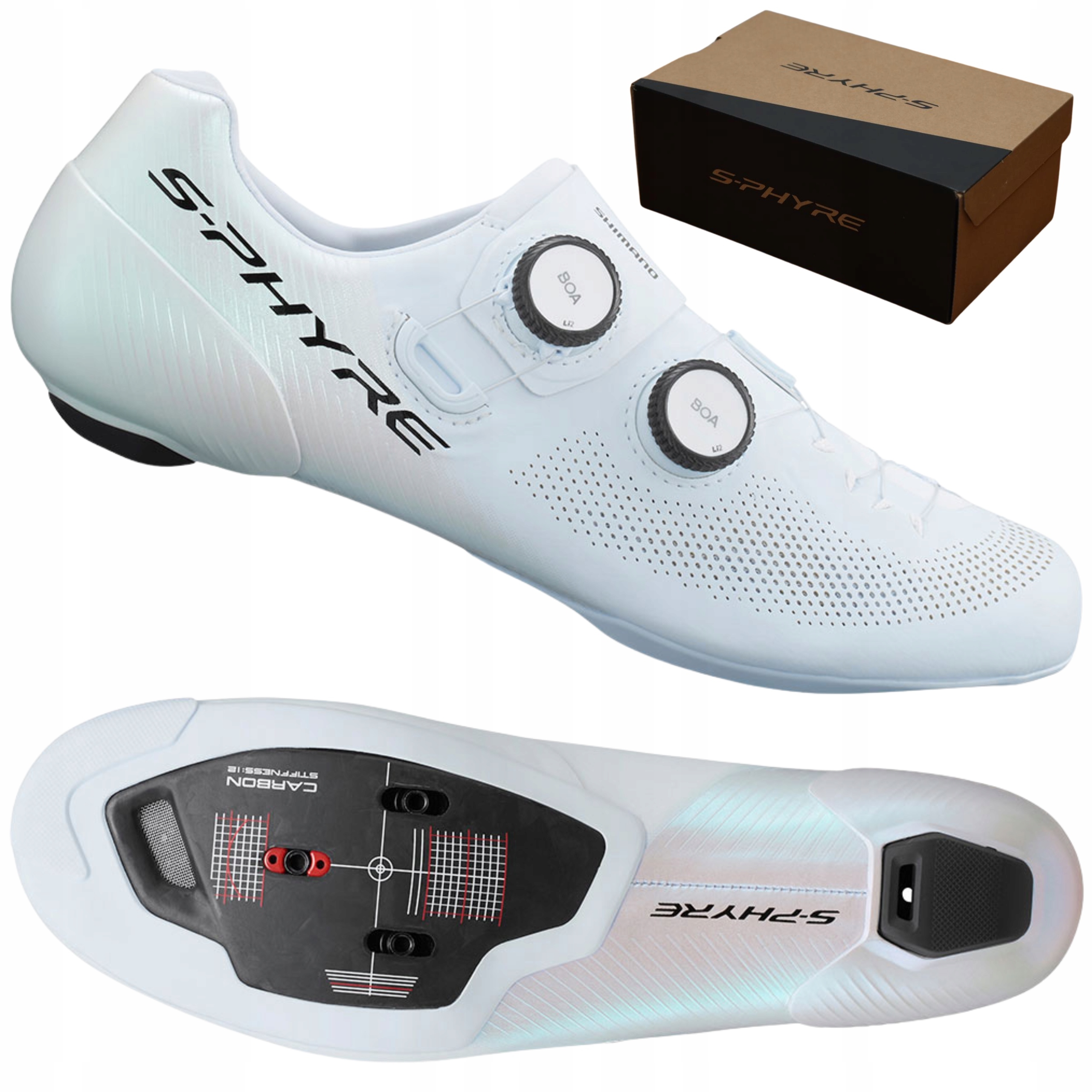 Buty Rowerowe Spd Szosowe Shimano SH-RC903 S-phyre RC9 Białe r. 45 2x Boa