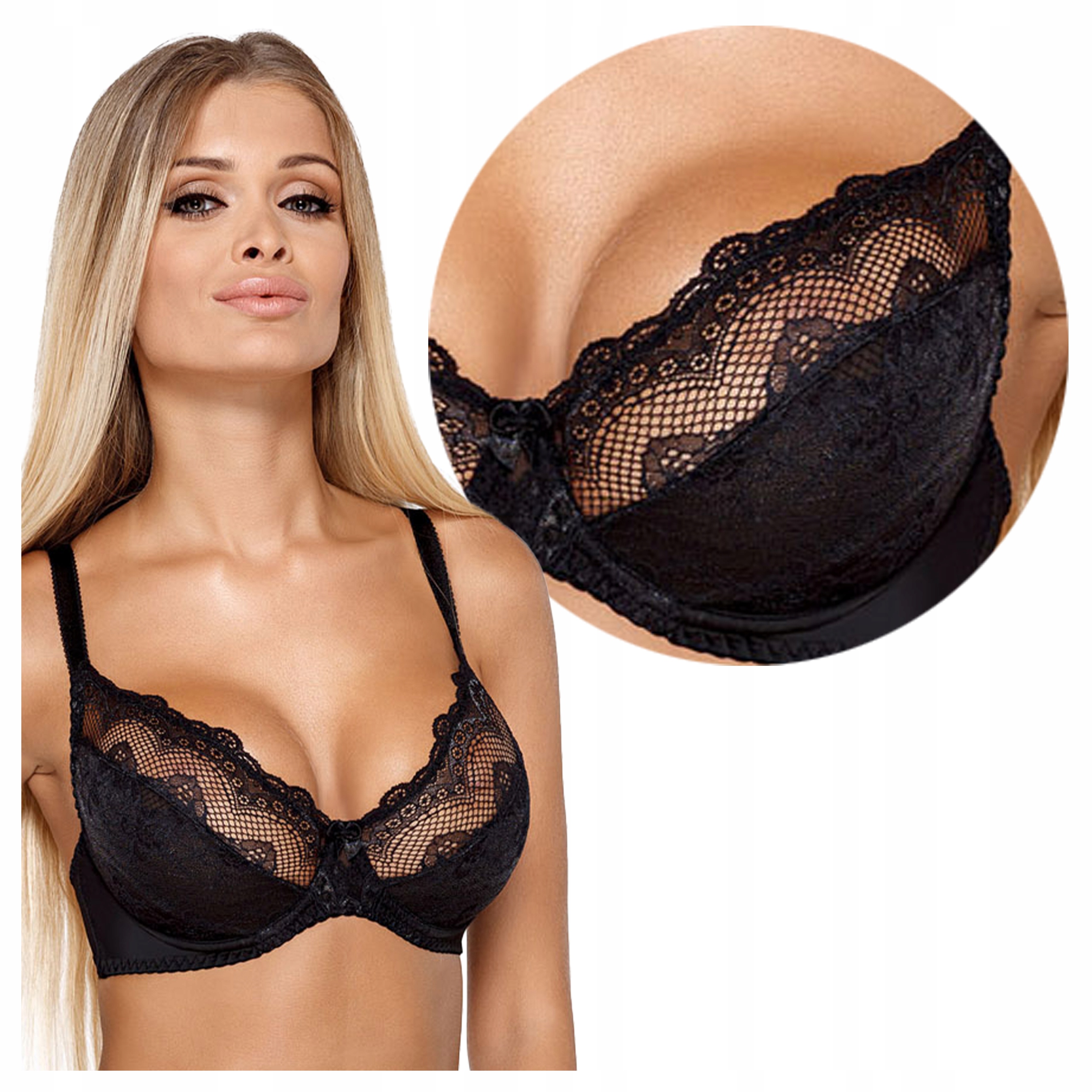 Smyslná měkká podprsenka s krajkou a kosticemi Cassi Soft, černá, 70B