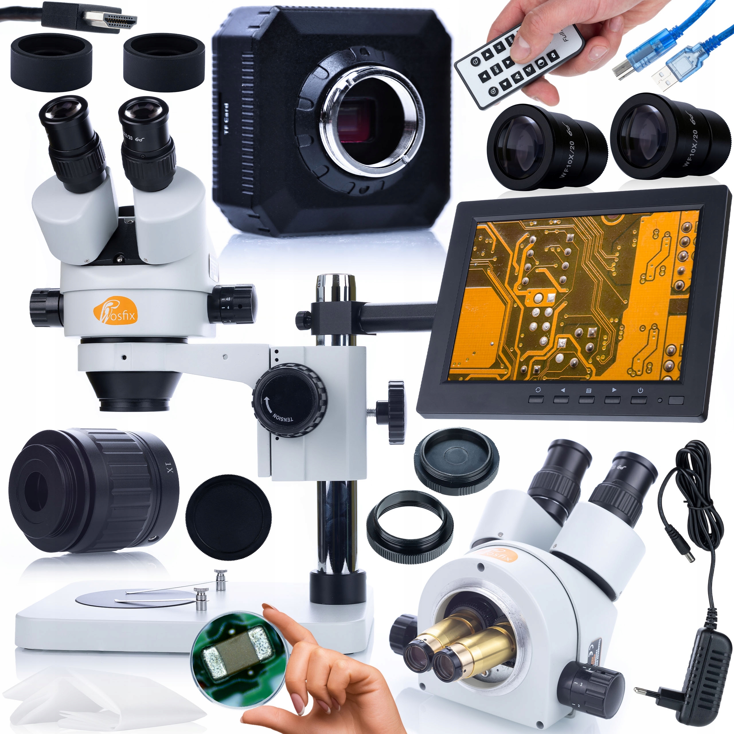 Set Optický Mikroskop Mercury 270x Kamera 16MP Fhd Držák Displeje