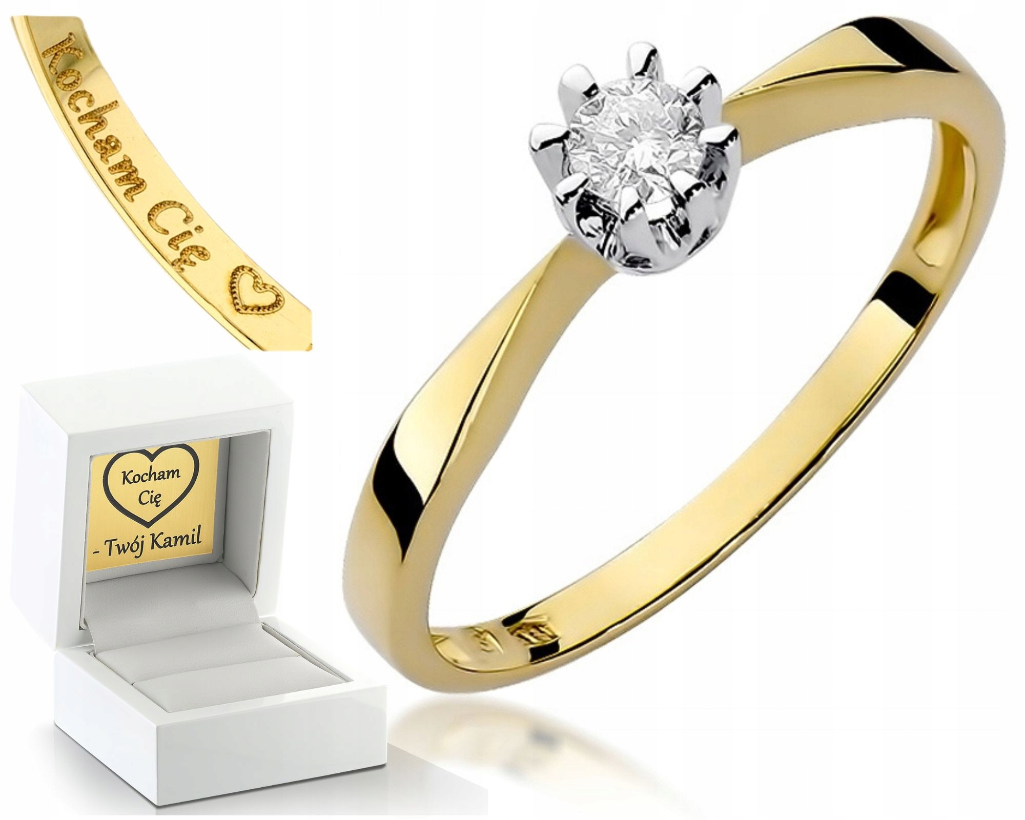 Zlatý Prstýnek S Briliantem 0,15 Ct Zásnubní Dárek