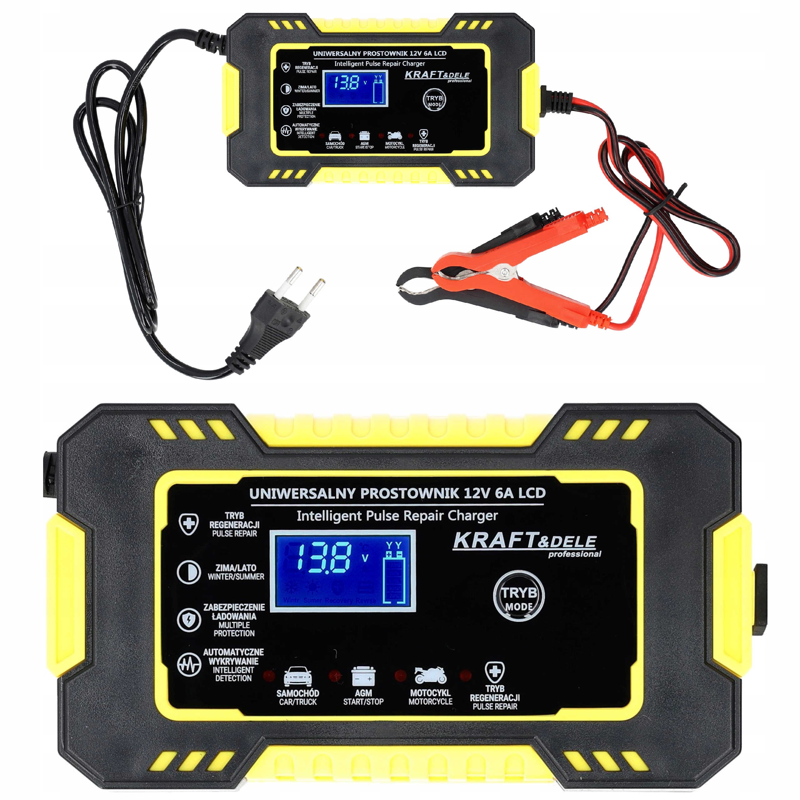 

Prostownik Automatyczny Akumulatorowy LCD 12V 6A