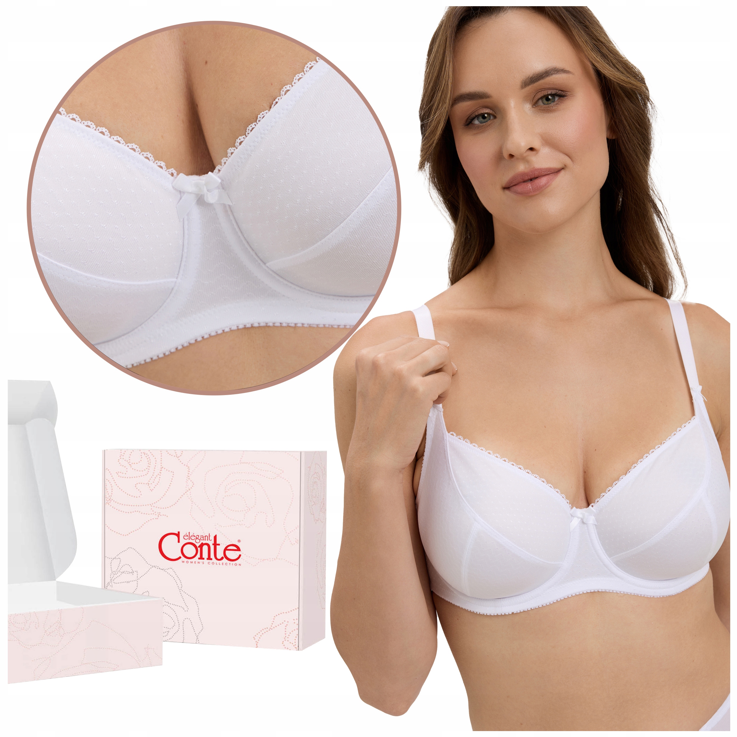 Biustonosz podtrzymujący korygujący Duże Rozmiary Conte RB6019 biały 90C