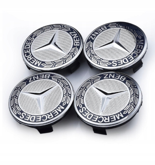 

Mercedes Czarne Dekle Dekielki 75mm Kpl Kapsle Alu