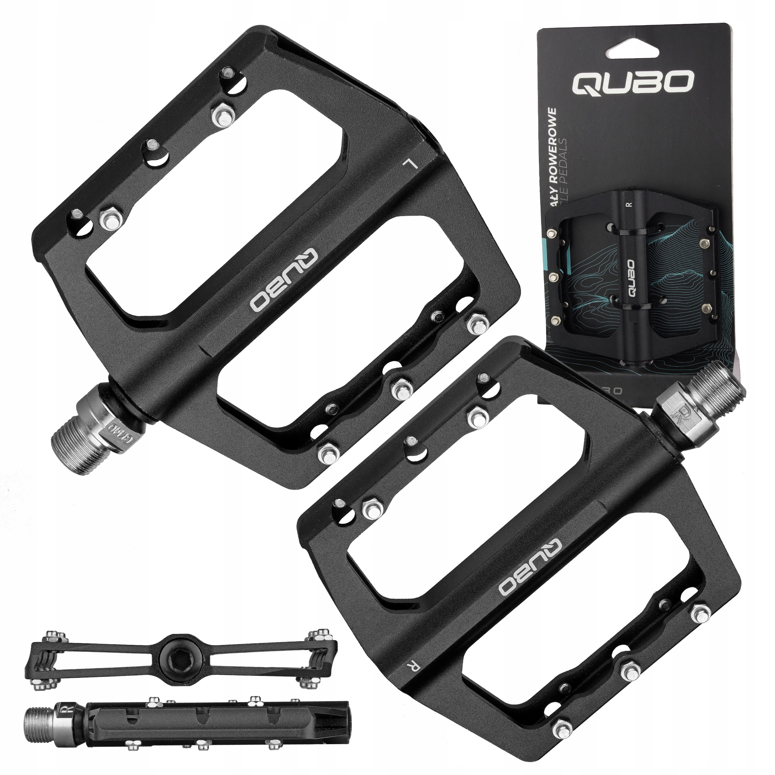 Pedały Rowerowe Qubo Platformowe Z Pinami Łożyska Maszynowe Mtb Trekkingowe