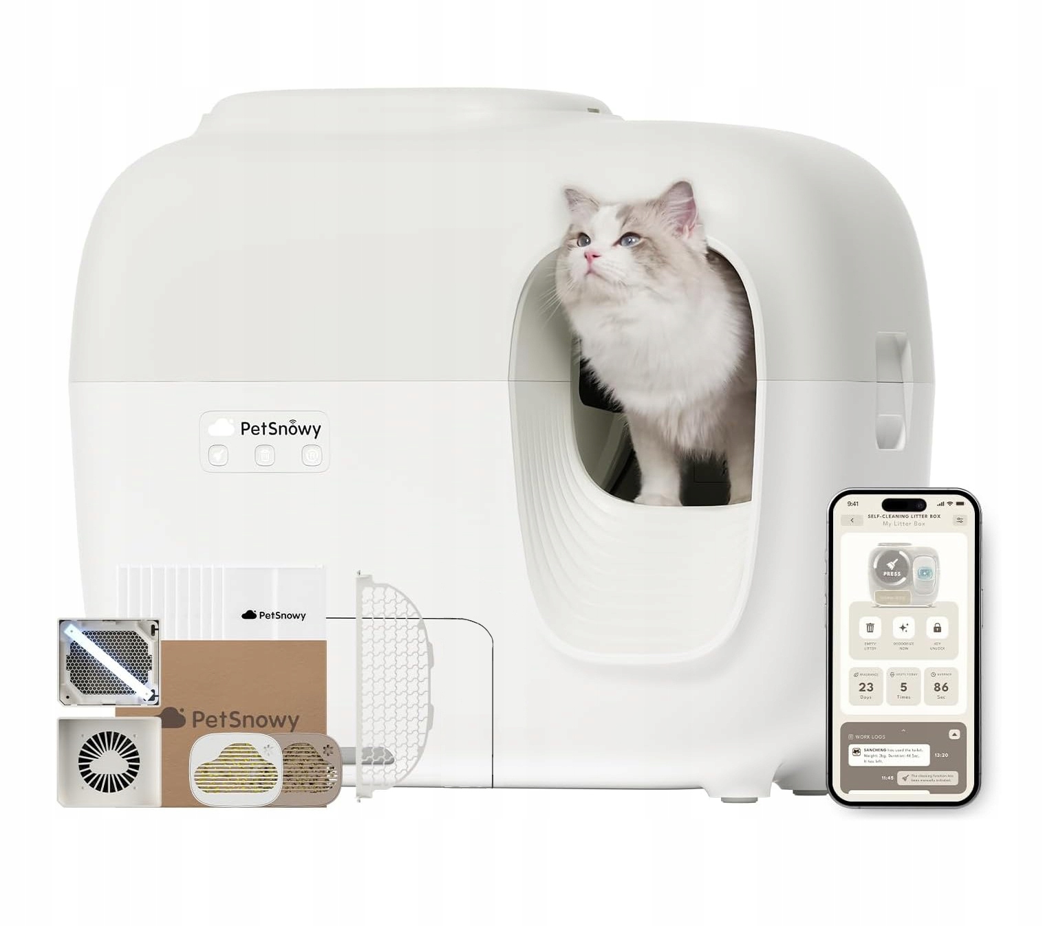 Levně PetSnový krytá kočičí toaleta samočistící automat TiO2 aplikace