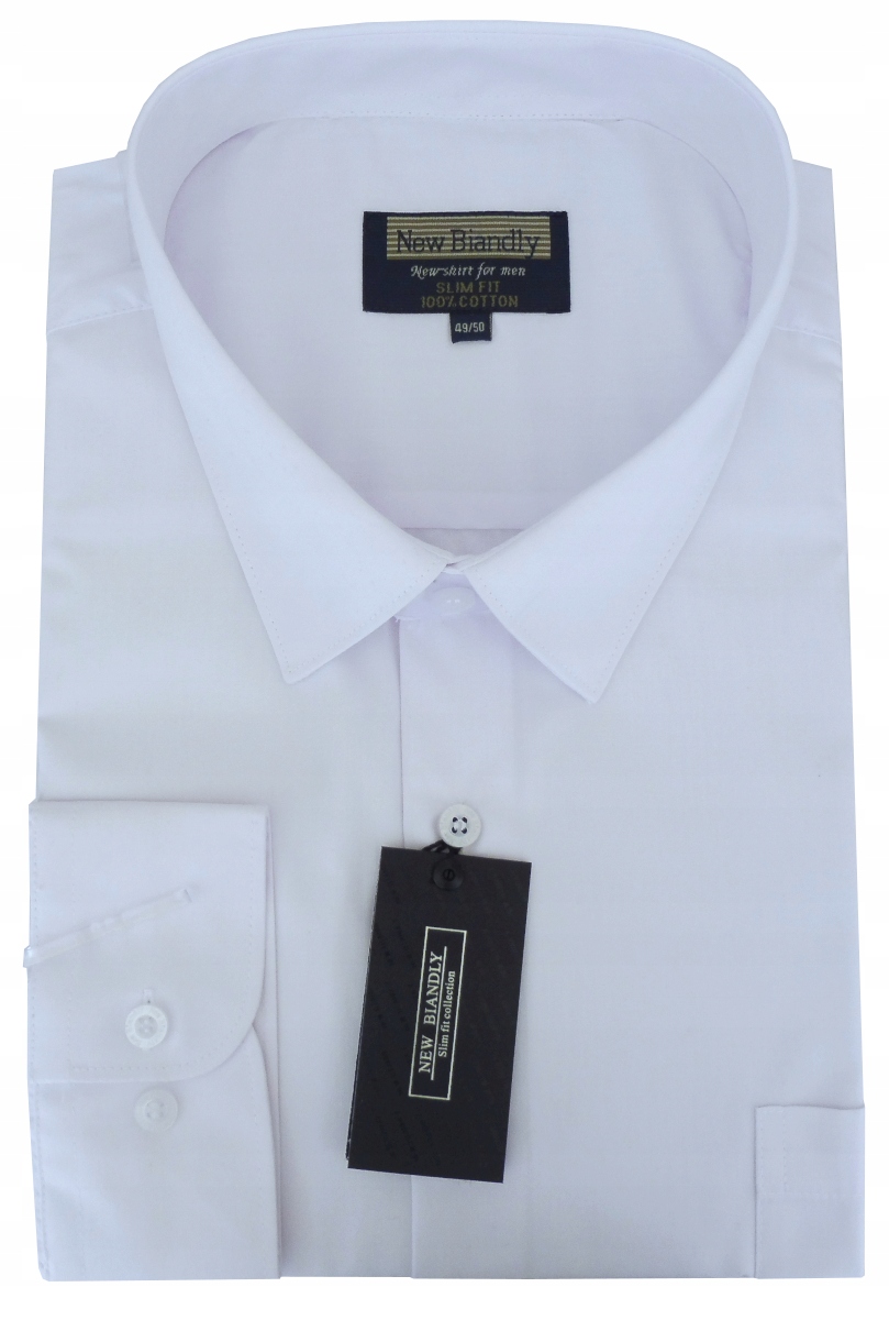 

Duża Koszula Męska Slim Fit 49/50 dł. rękaw Biała
