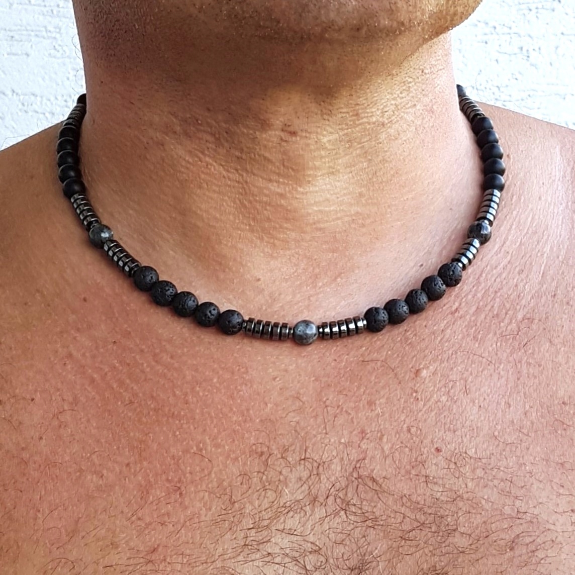 Pánský Náhrdelník Módní Design Sopečná Láva Labradorit Onyx velikosti