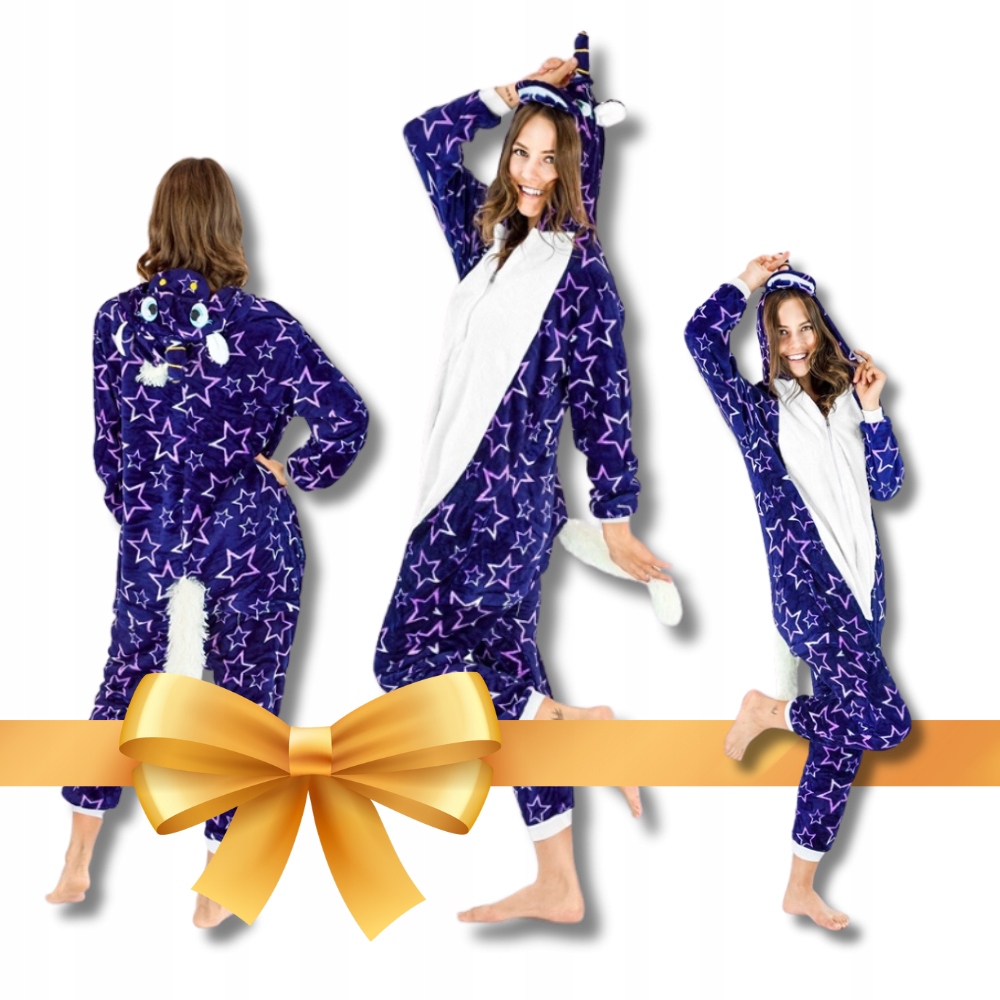 Měkké dámské teplé pyžamo overal Jednodílný Hvězdný kostým M