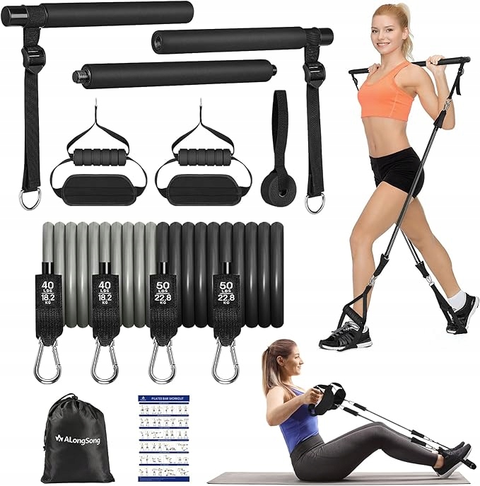 ALongSong Przenośny zestaw do ćwiczeń Pilates z naturalnego lateksu B1311