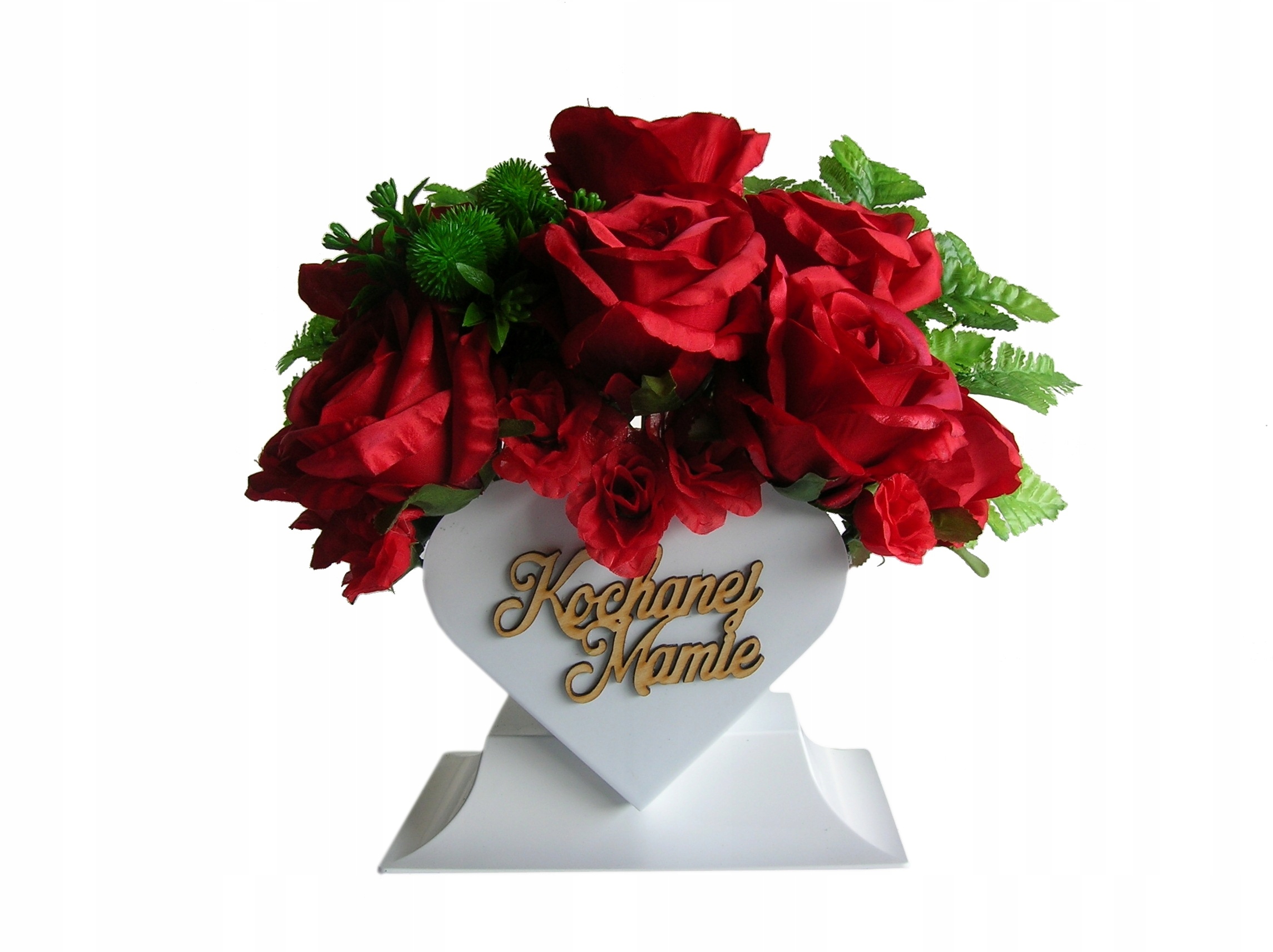 

a) Stroik Na Grób Czerwone Róże Serce Dzień Matki