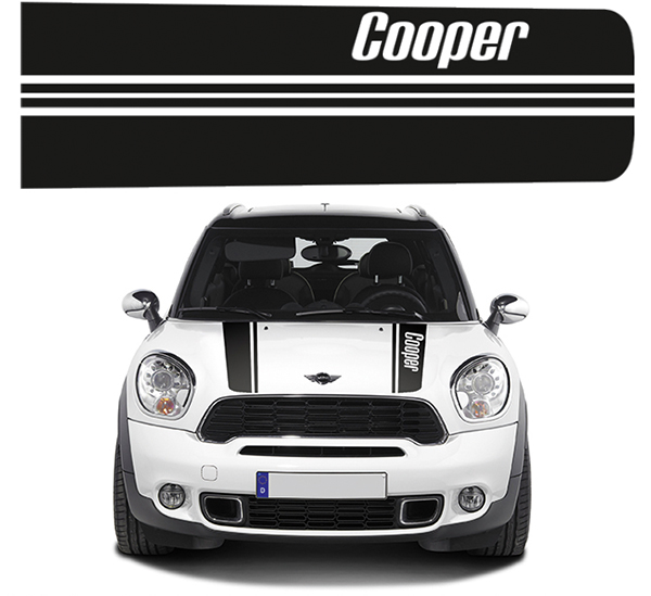 Samolepka Grafika na auto Cooper Pásky Na Kapotu Mini Linky 130x19