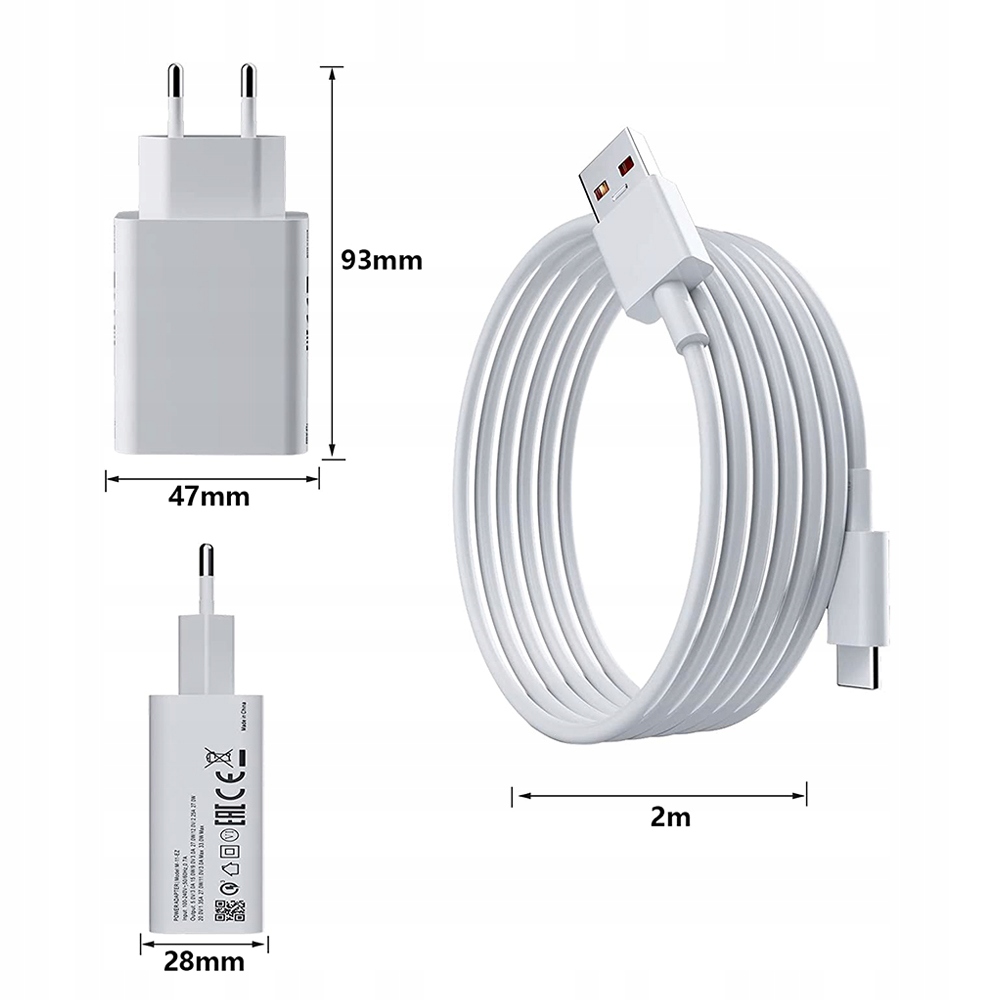 SZYBKA ŁADOWARKA DO XIAOMI REDMI NOTE 12 33W 2M Marka Bedee