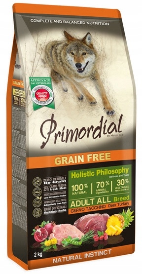 Primordial Dog Grain Free Adult Deer & Turkey 2kg Bezobilné krmivo pro dospělé psy zvěřina a krůta 2kg