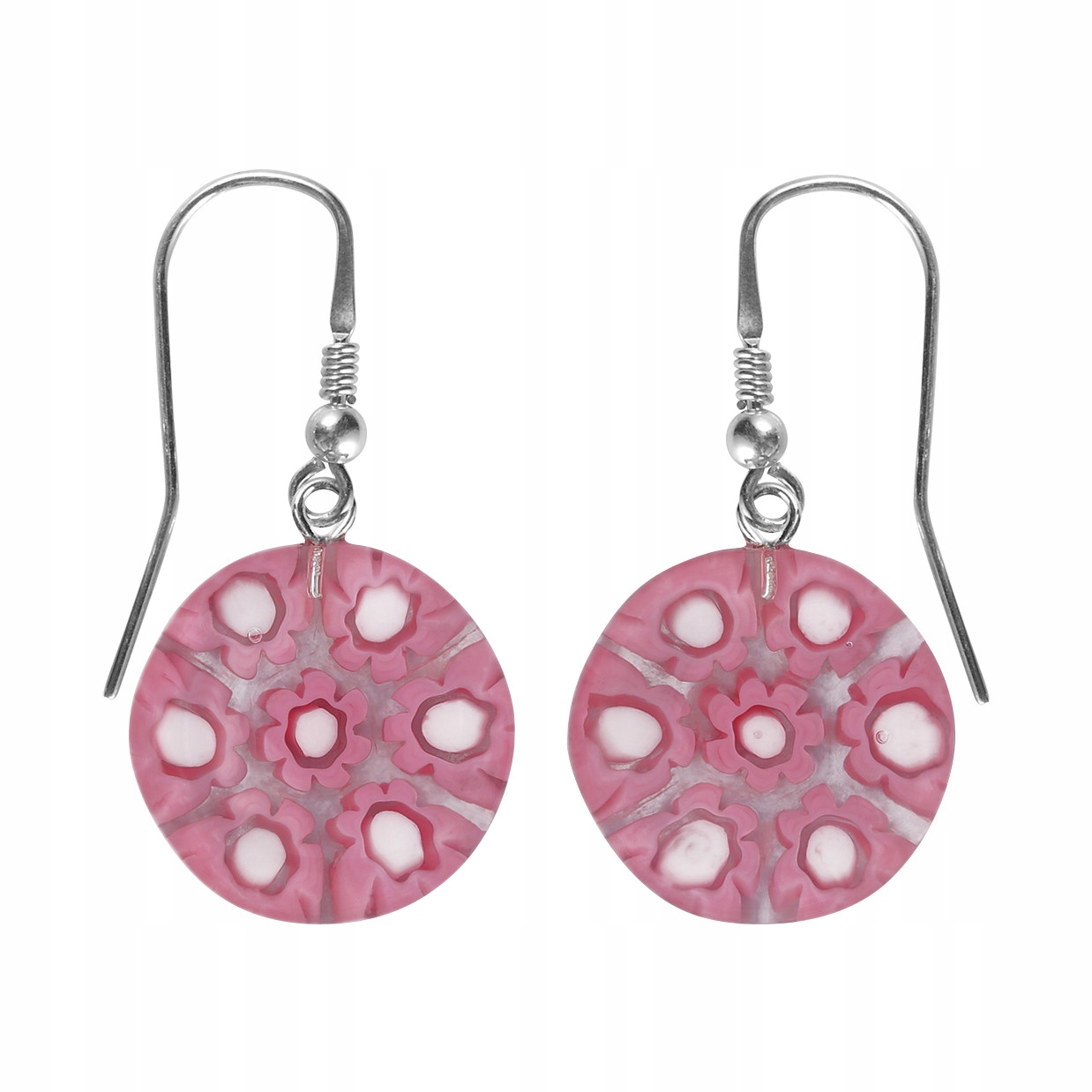 Náušnice dámské růžové Harf sklo murano kruh