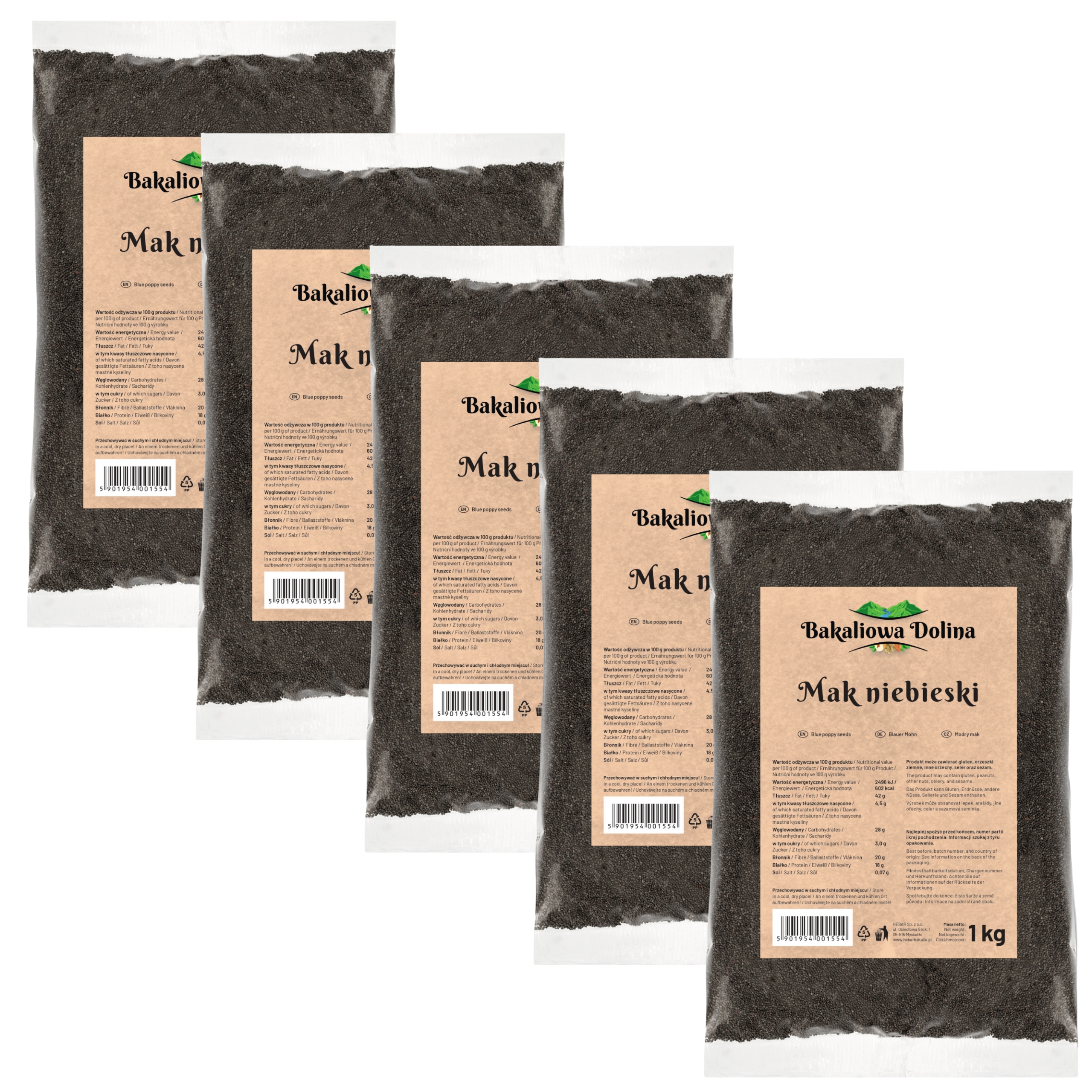 Levně 5 Kg Přírodní Modré Zrno Pro Pečivo Na Martinské Rohlíky