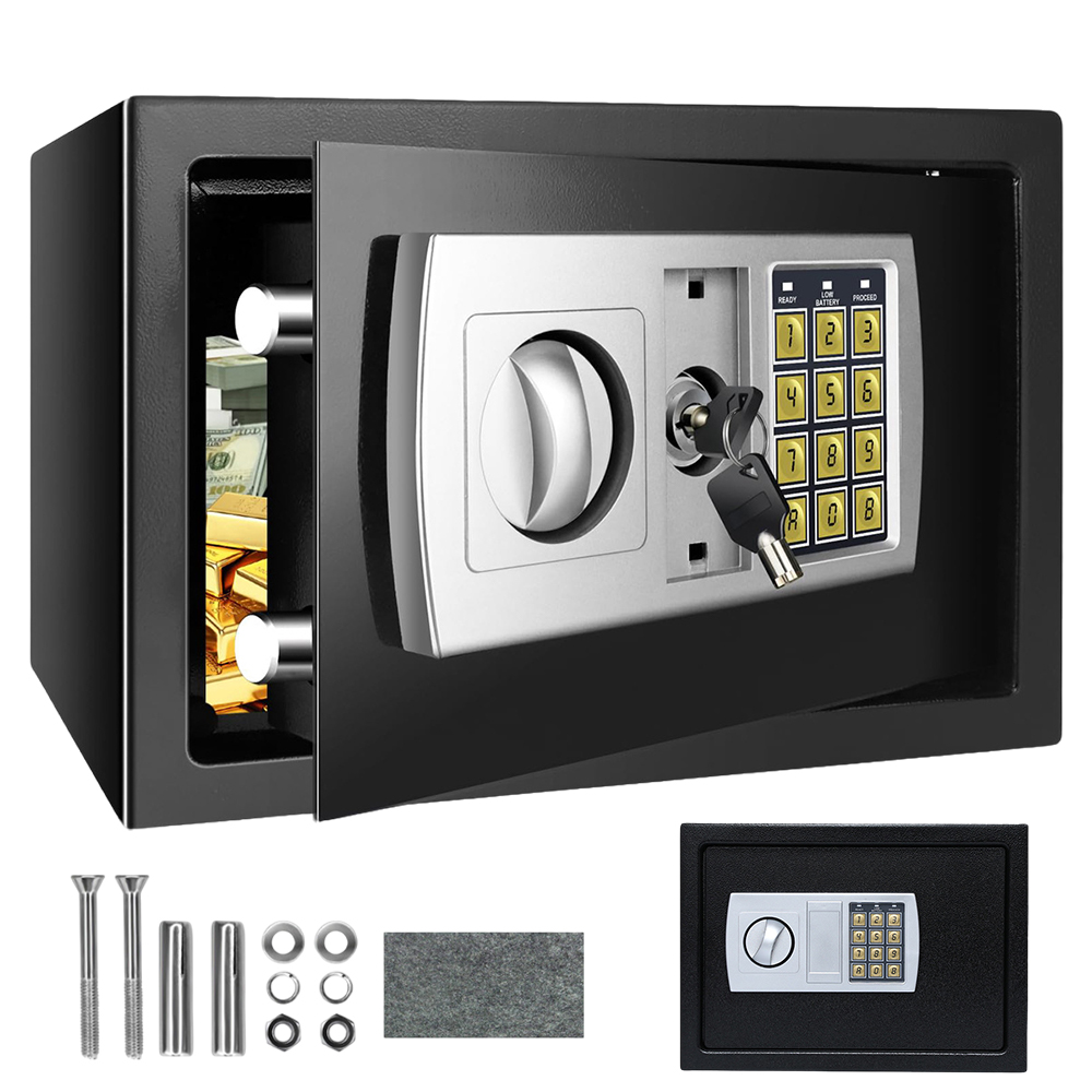 Kompaktowy Cyfrowy Sejf Metalowy 8.5L Wodoodporny Ognioodporny Czarny